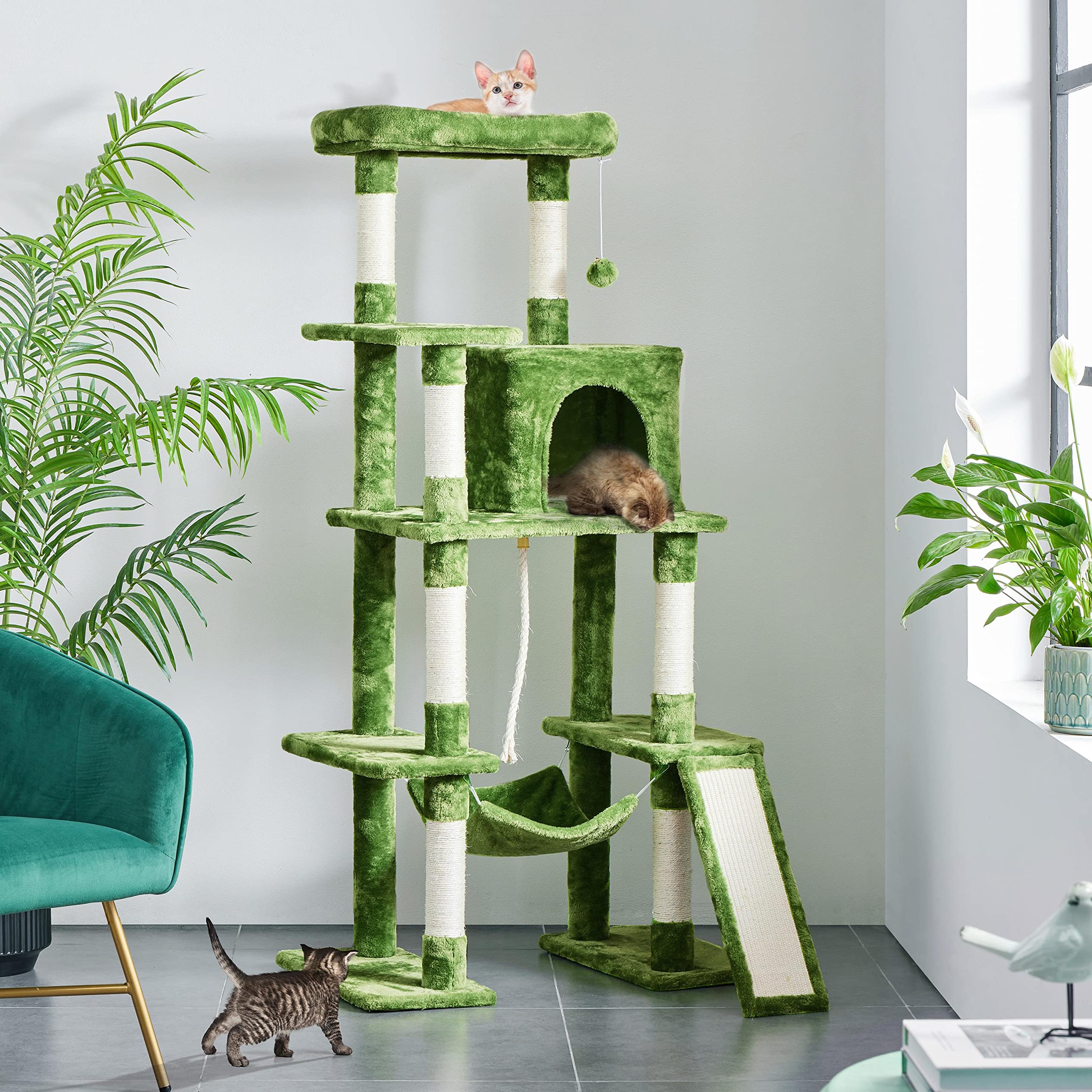 Yaheetech Cat Tree Cat Tower, 63In Multi-Level Cat Tree For Indoor Cats W/Sisal-Covered Scratching Posts & Condo, Cat Furniture