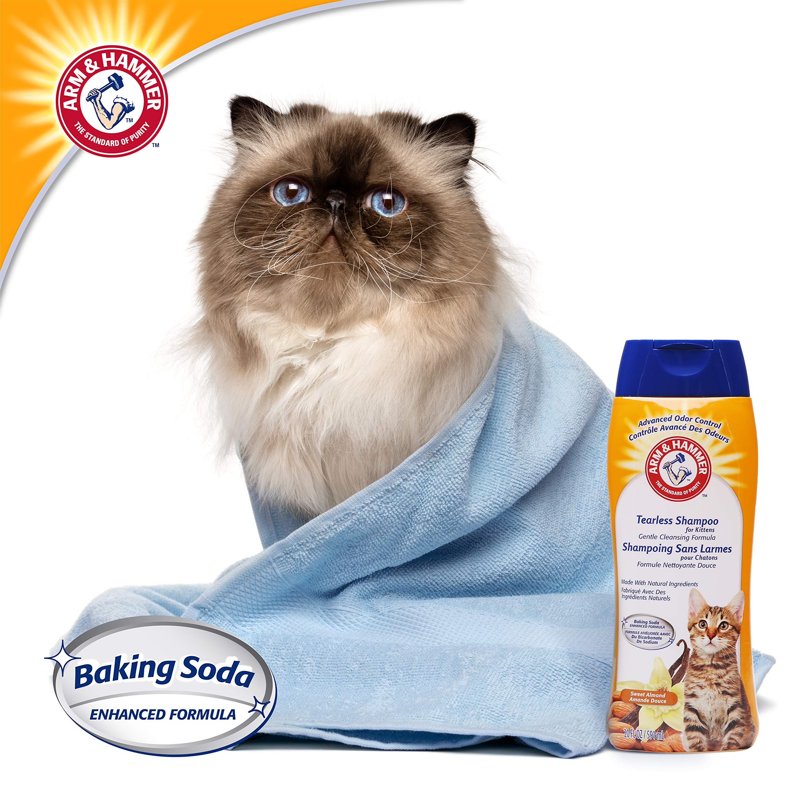 Arm & Hammer Tearless Kitten Shampoo For Catsnatural Cat Shampoo For Odor Control With Baking Soda, 20 Fl Oz Gentle Cleansing Ki
