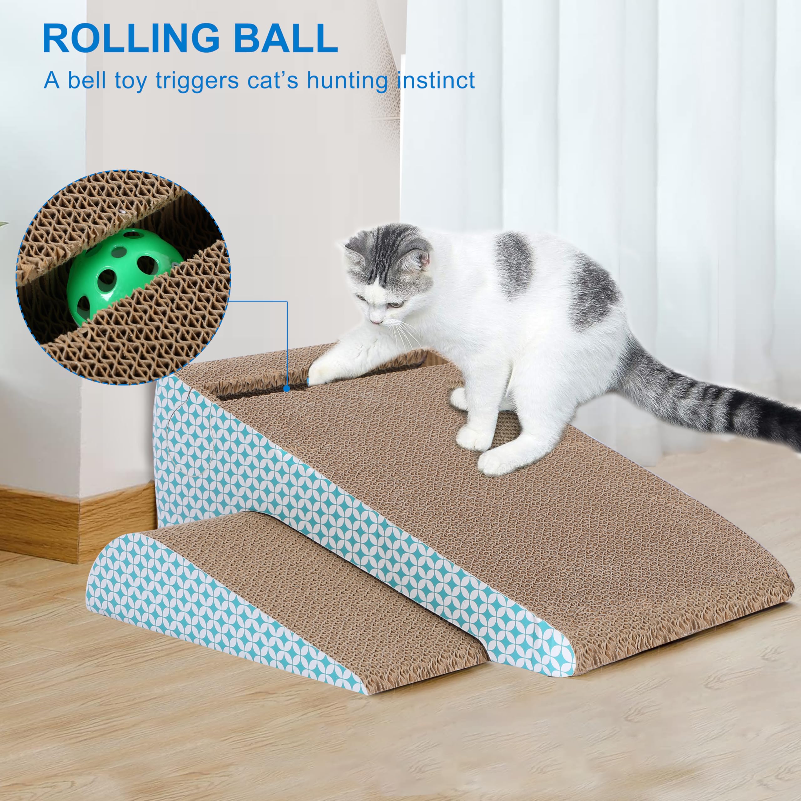 Slope Cut Ball Cat Scraper Combination - Durable Cat Leisure Bed - Indoor Scraper and Play House - Corrugated Toy Cat Birthday -