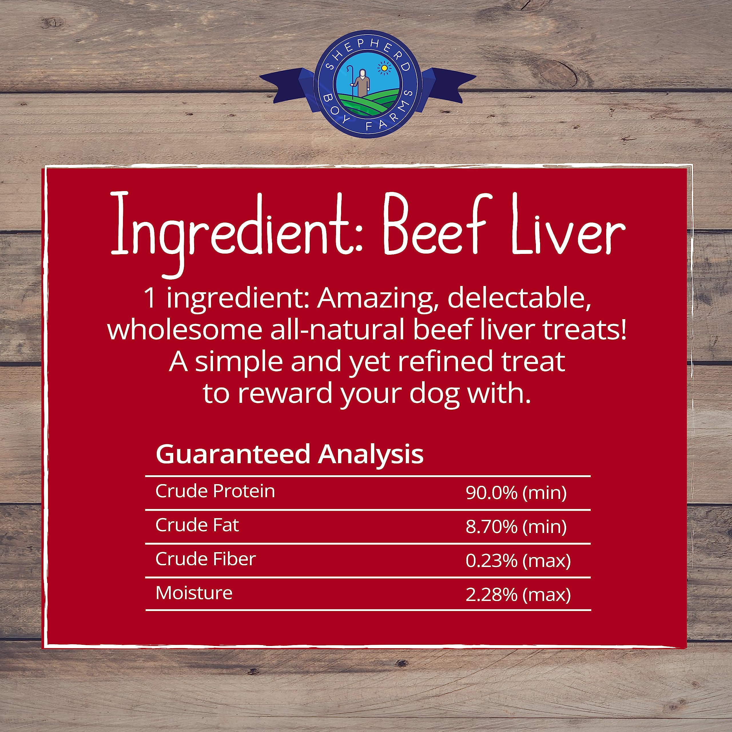 Shepherd Boy Farms Freeze Dried Dog and Cat Treats, Beef Liver, All Natural Single Ingredient Freeze-Dried Dog Treat & Snacks, M