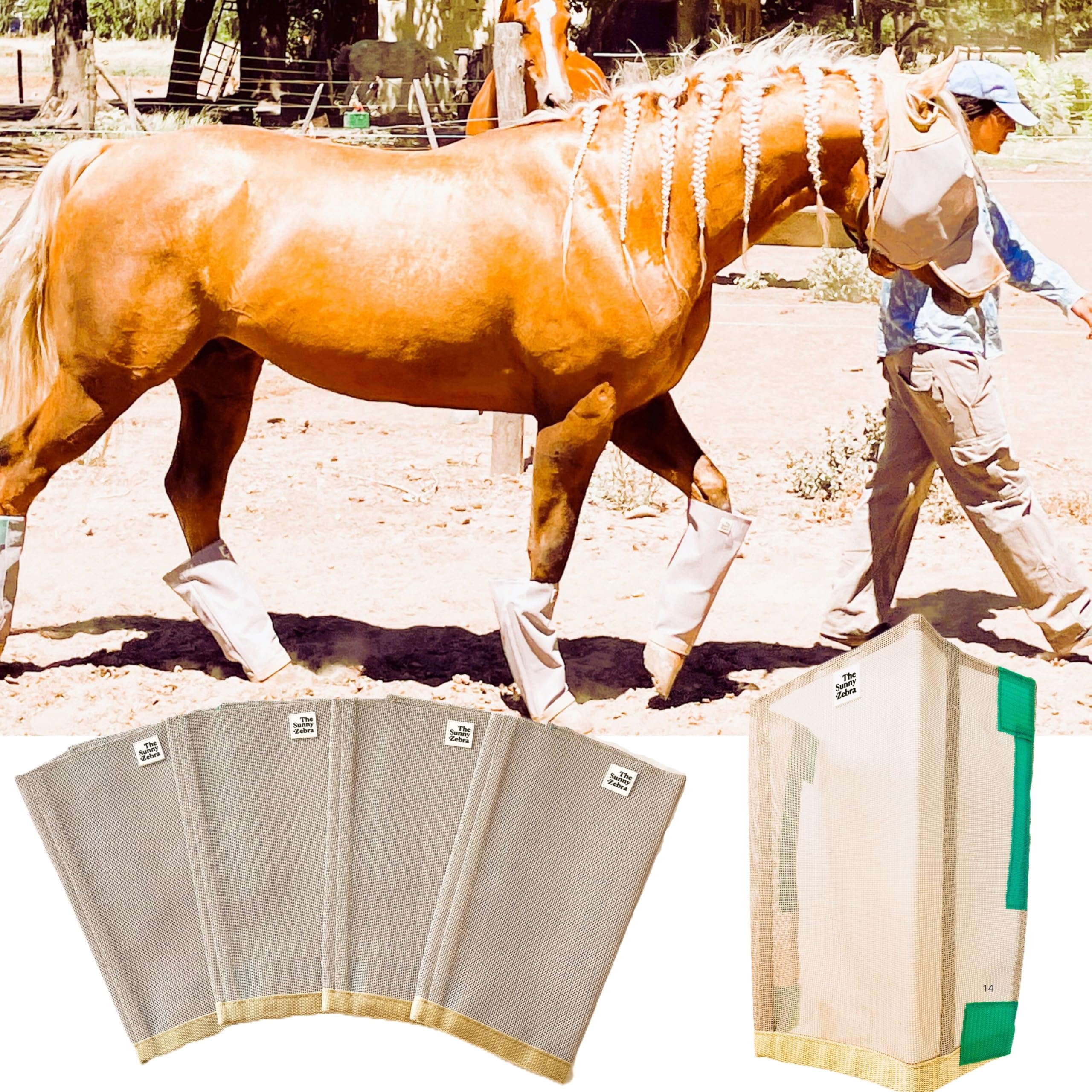 Horse Fly Boots, Medium-Size, Breathable Plastic Mesh, Fly Leggings For Horses, Set Of 4 Loose-Fitting Boots