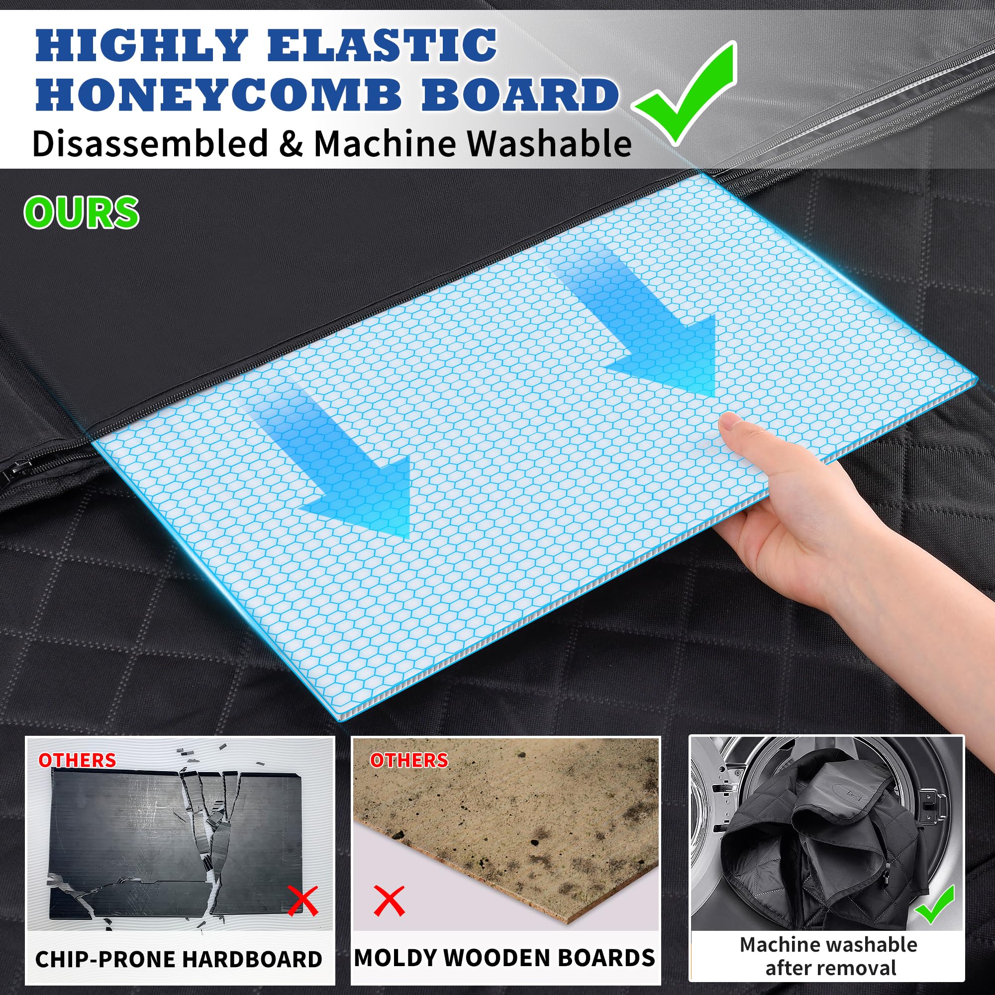 Geotick Dog Back Seat Extender For Truck, Hard Bottom Dog Car Seat Cover-Strong Support Waterproof Scratch-Proof Pet Hammock For