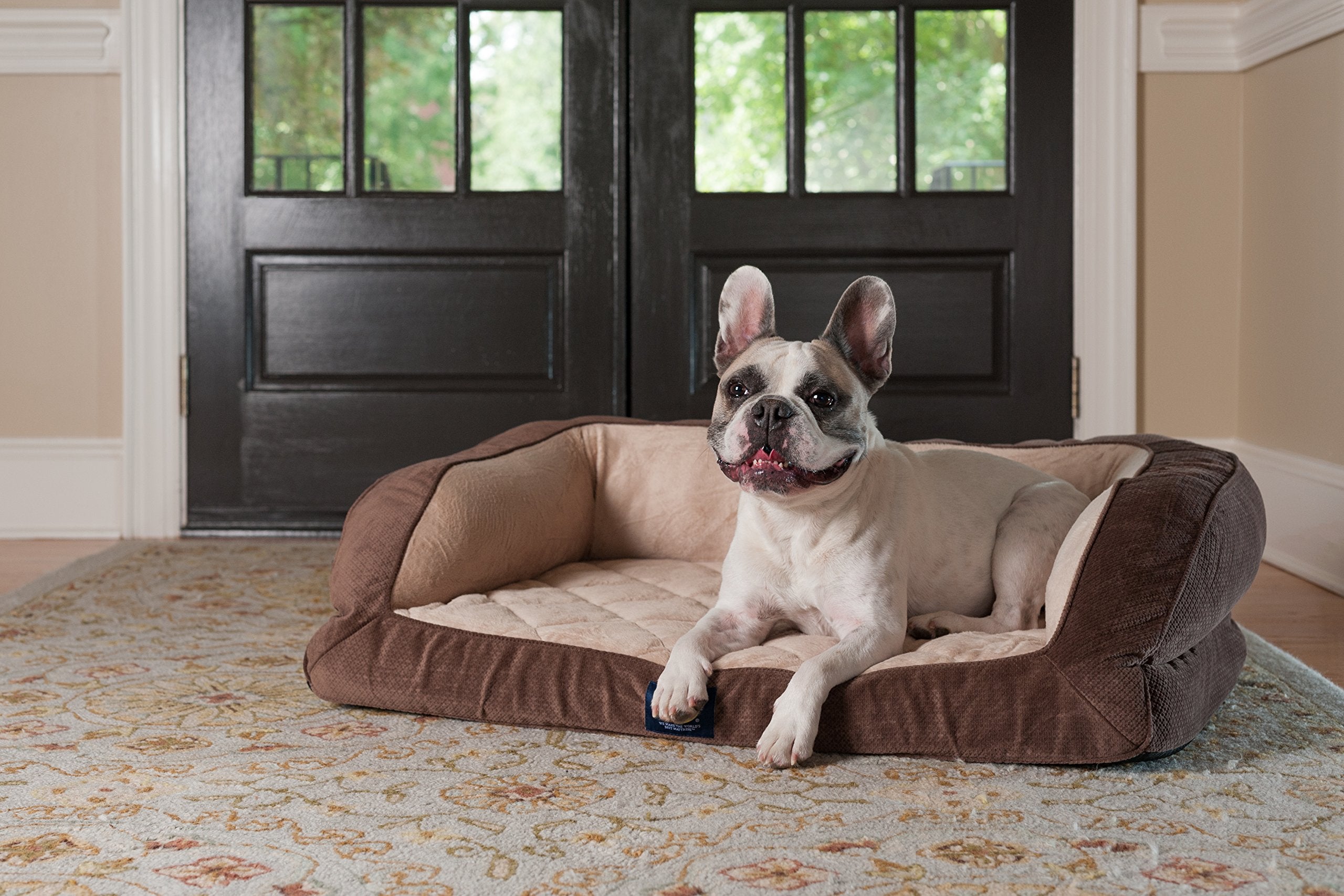 Serta Ortho Quilted Couch Pet Bed, Large, Mocha