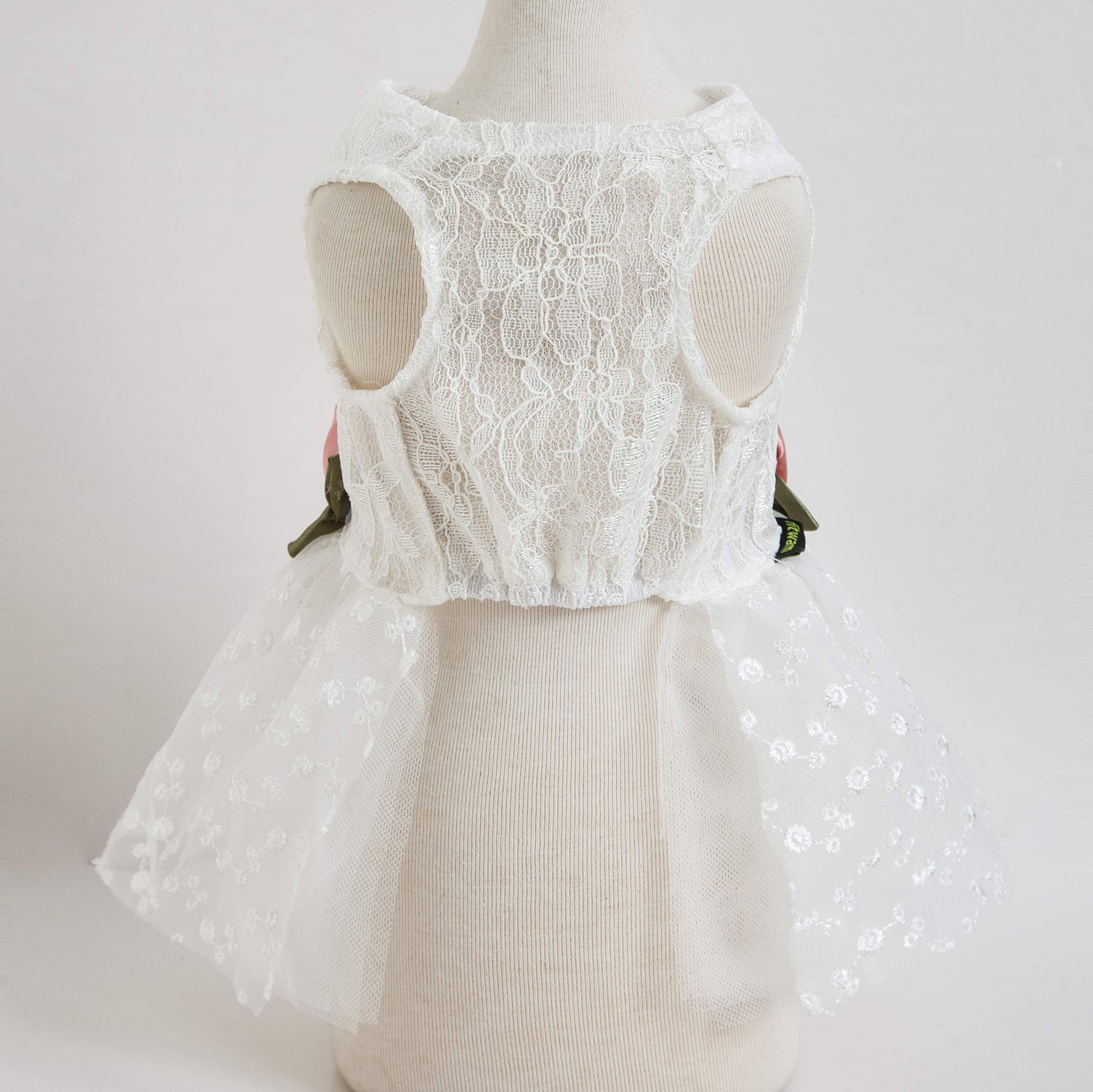 Fitwarm Luxury Rose Lace Pet Dog Weddding Dress Bride Clothes Formal Apparel, Xx-Small