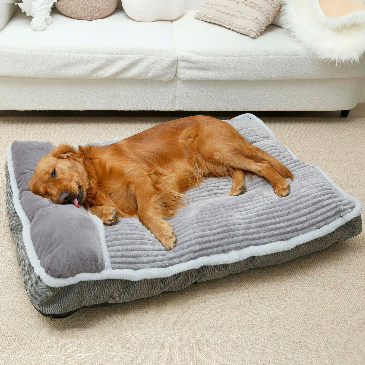 Windracing Dog Bed, Mattress With Pillow For Crate Kennel, Super Soft Sofa Pet Bed For Large, Medium & Small Dogs Breeds