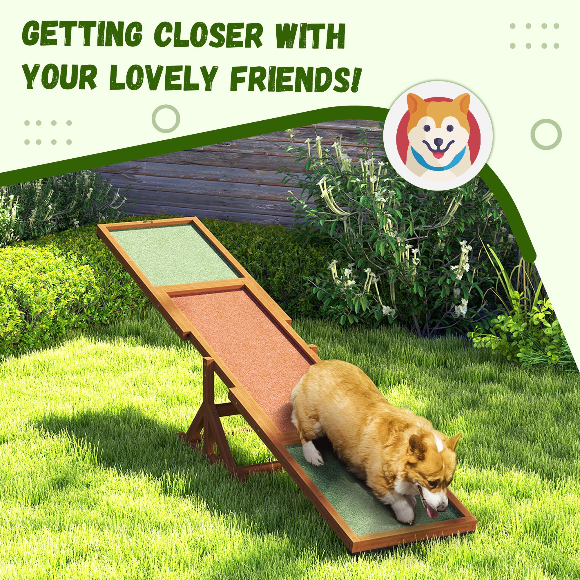 Pawhut Wooden Dog Agility Seesaw For Training And Exercise, Platform Equipment Run Game Toy, Weather Resistant Pet Supplies, 83'