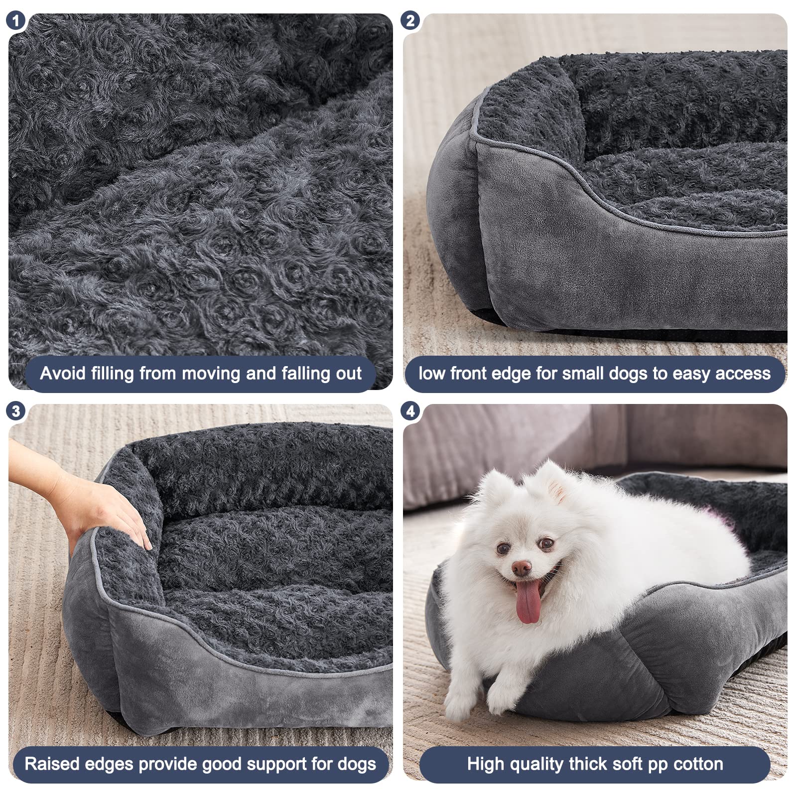 Joejoy Rectangle Dog Bed For Large Medium Small Dogs Machine Washable Sleeping Dog Sofa Bed Non-Slip Bottom Breathable Soft Pupp
