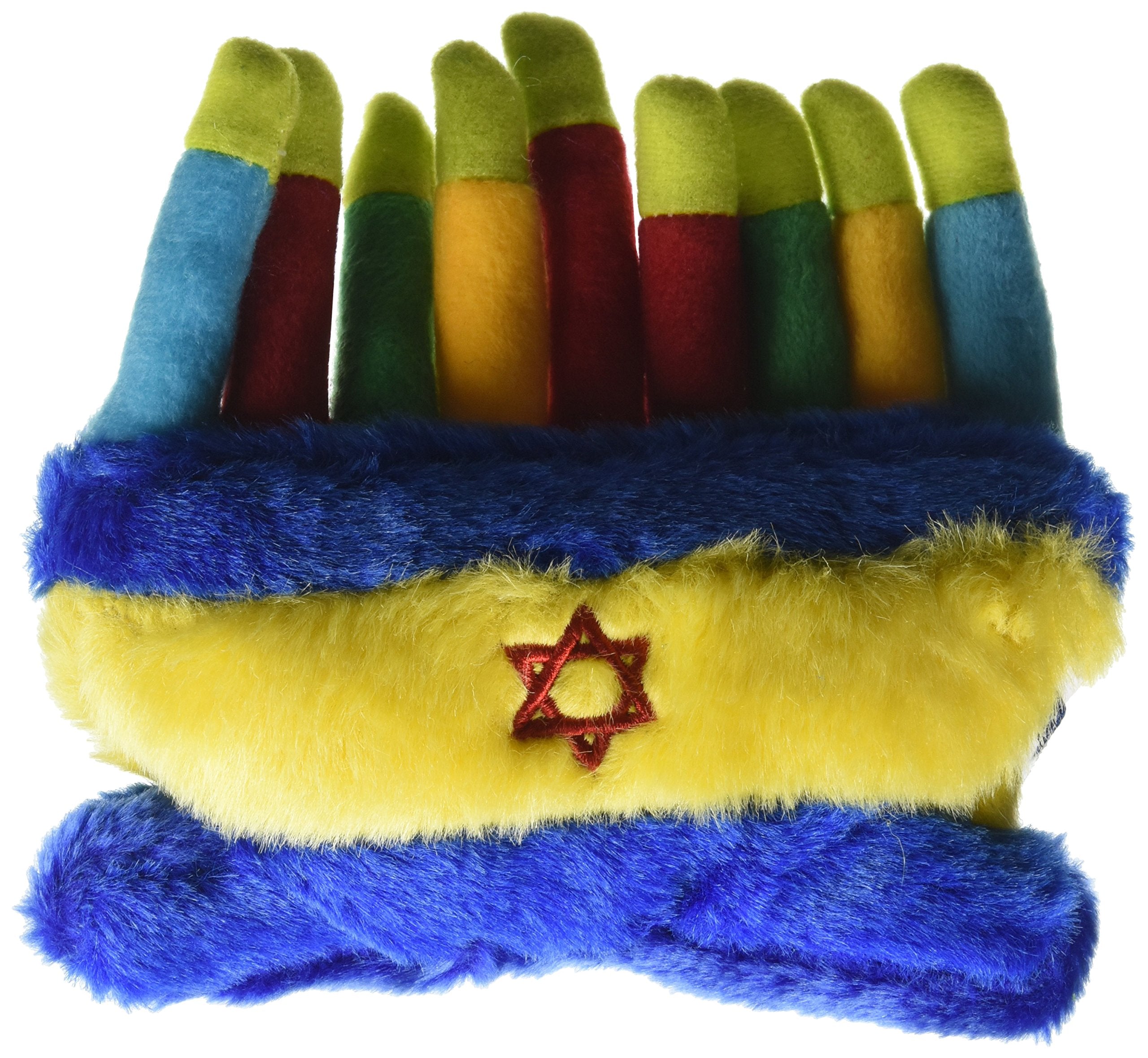 Copa Judaica Chewish Treat Hannukkah Menorah Squeaker Plush Dog Toy, 6 by 5 by 2.5-Inch, Multicolor, Large Breeds