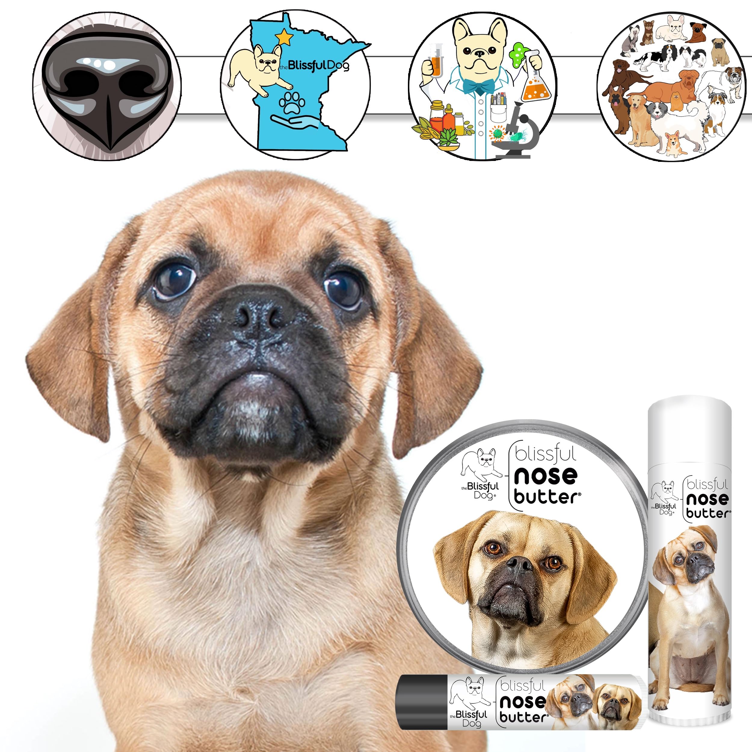 The Blissful Dog Puggle Unscented Nose Butter - Dog Nose Butter, 0.15 Ounce