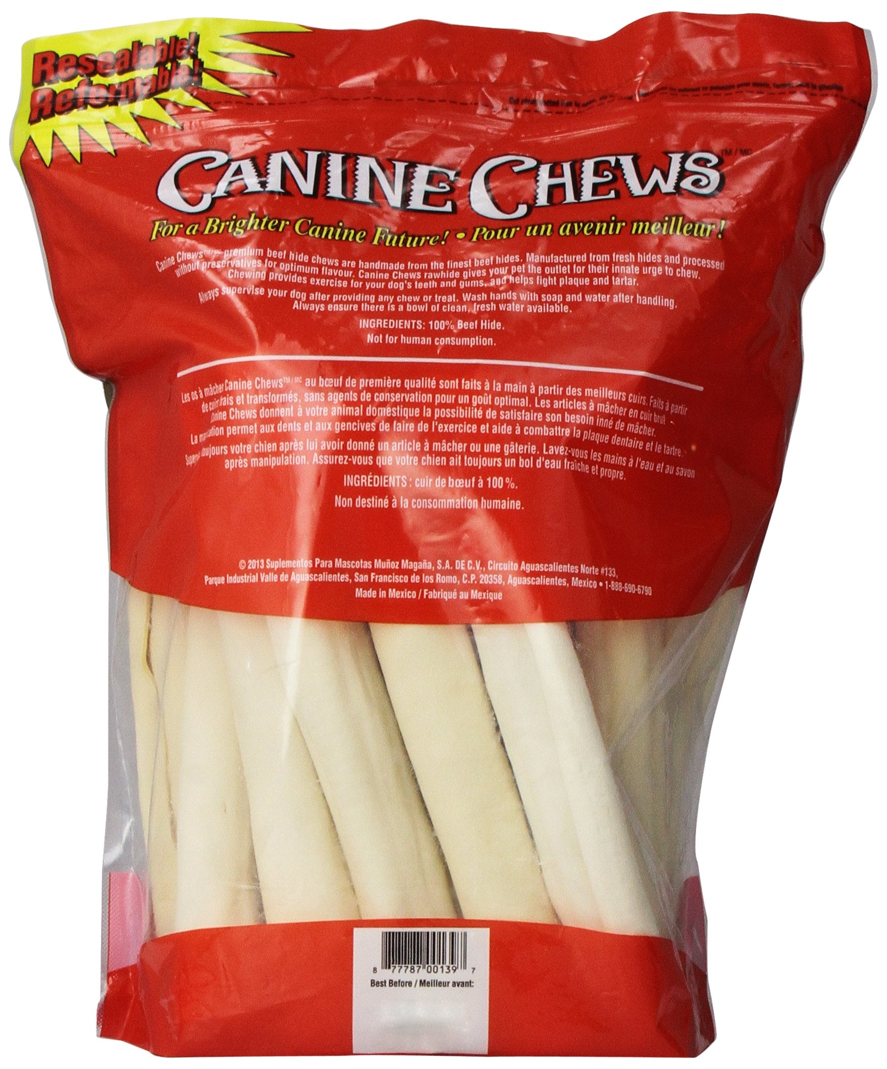 Canine Chews 10-11 Rawhide Bones for Large Dogs, Durable USA Beefhide Dog Rawhide Chews, Retriever Rolls 20 Pack (5 lbs)