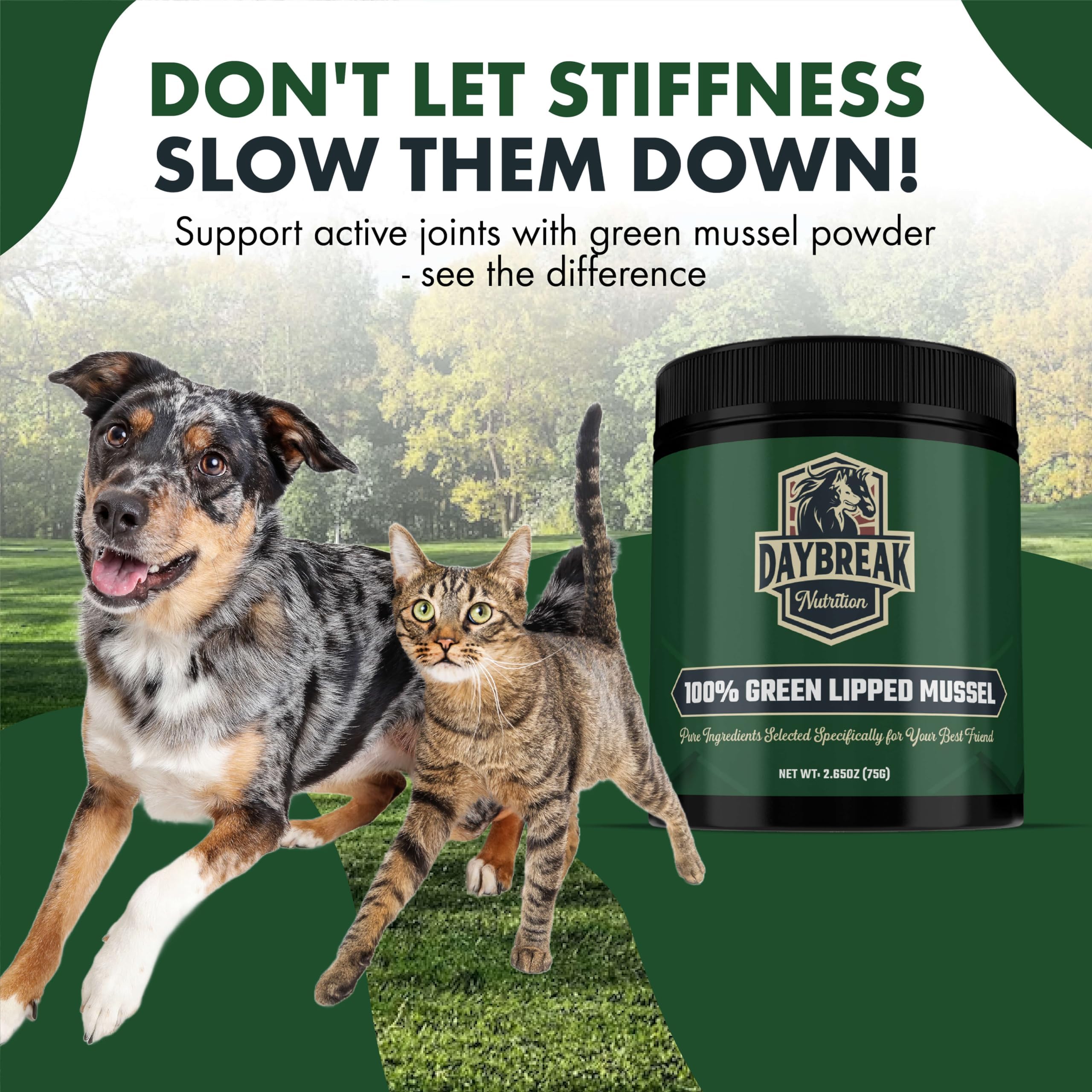 Pure Green Lipped Mussel Powder for Dogs and Cats - 100% New Zealand Green Lipped Mussels - Anti Inflammatory Supplement & Vitam