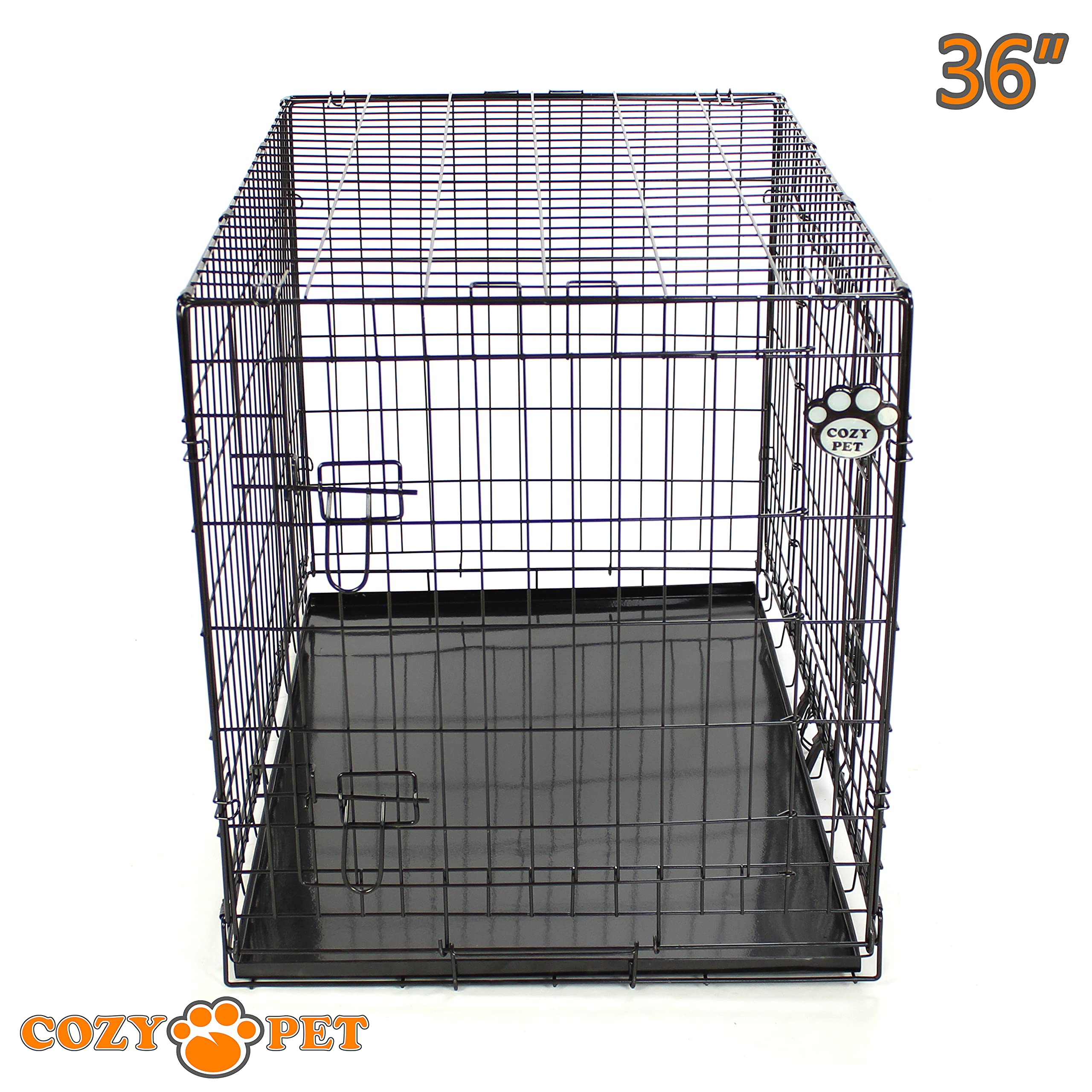 Cozy Pet Dog Cage 36' Black Metal Tray Folding Puppy Crate Cat Carrier Dog Crate Dc36B. (We Do Not Ship To The Channel Islands.)