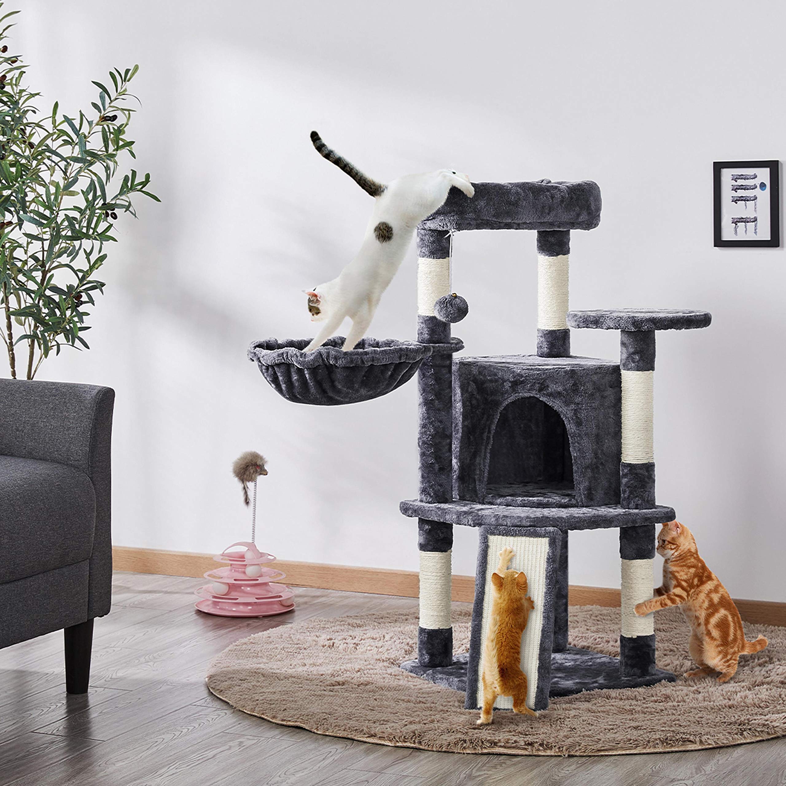 Yaheetech 42In Cat Tree Tower For Indoor Cats, Kitten House With Large Perch & Scratching Posts & Cozy Condo & Scratching Ramp,