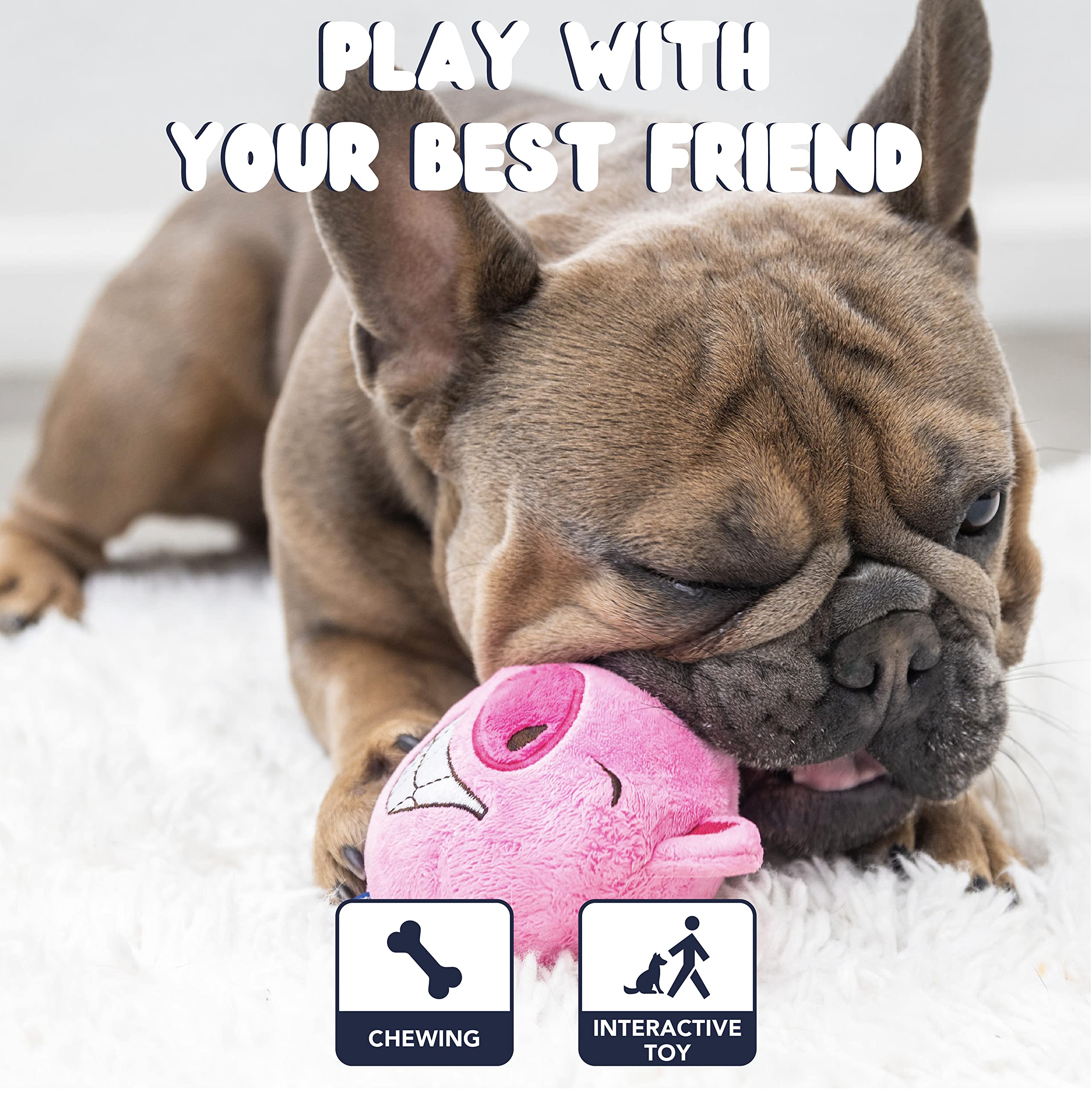 Zenapoki Dog Toys For Aggressive Chewers (3In1) - Squeaky Dog Toys Interactive - Dog Toys For Medium Dogs, Large & Small Breeds - Puppy Teething Chew Dog Toy - Juguetes Perros - Grey