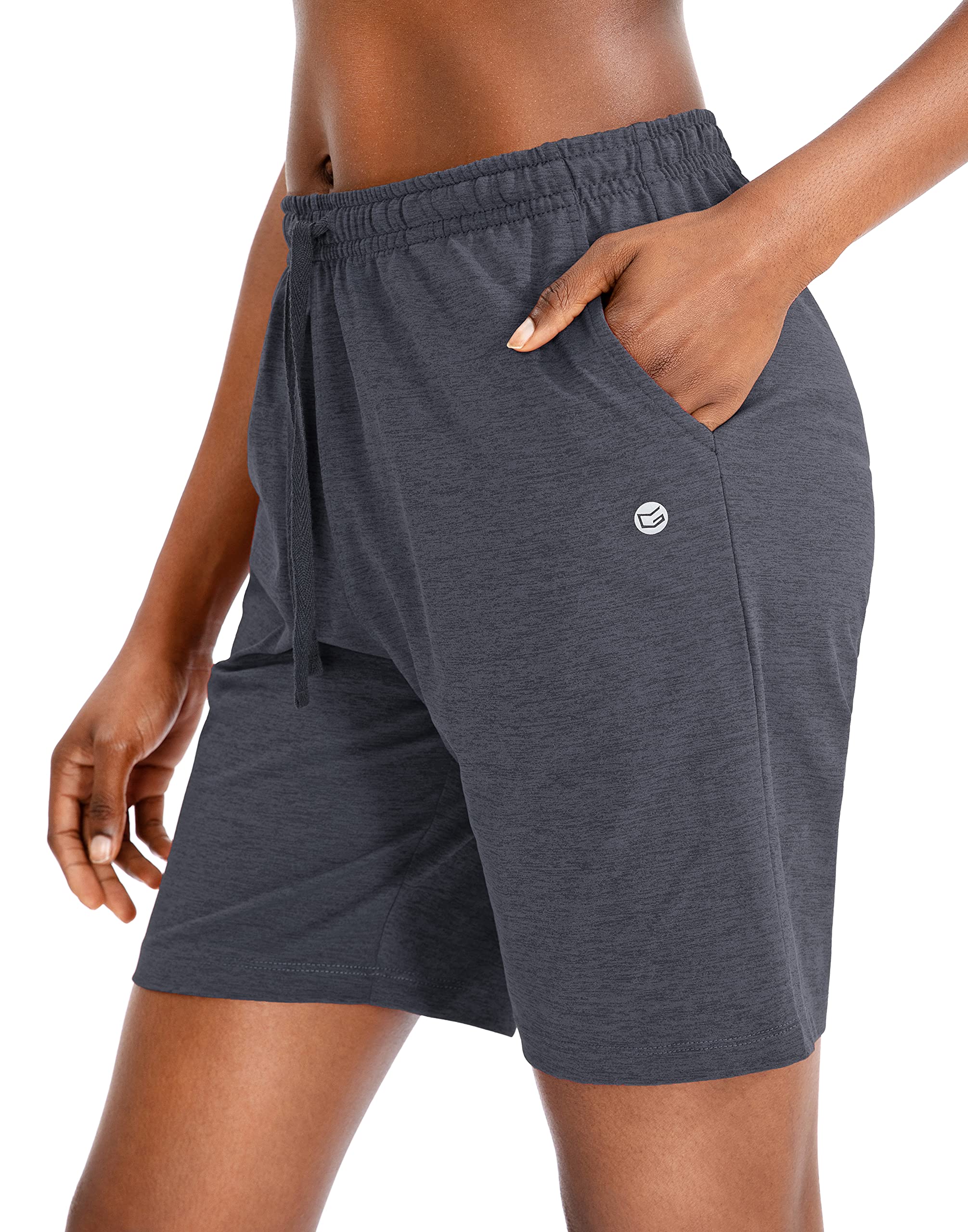 G Gradual Womens Bermuda Shorts Jersey Shorts With Deep Pockets 7 Long Shorts For Women Lounge Walking Athletic (Charcoal, Small