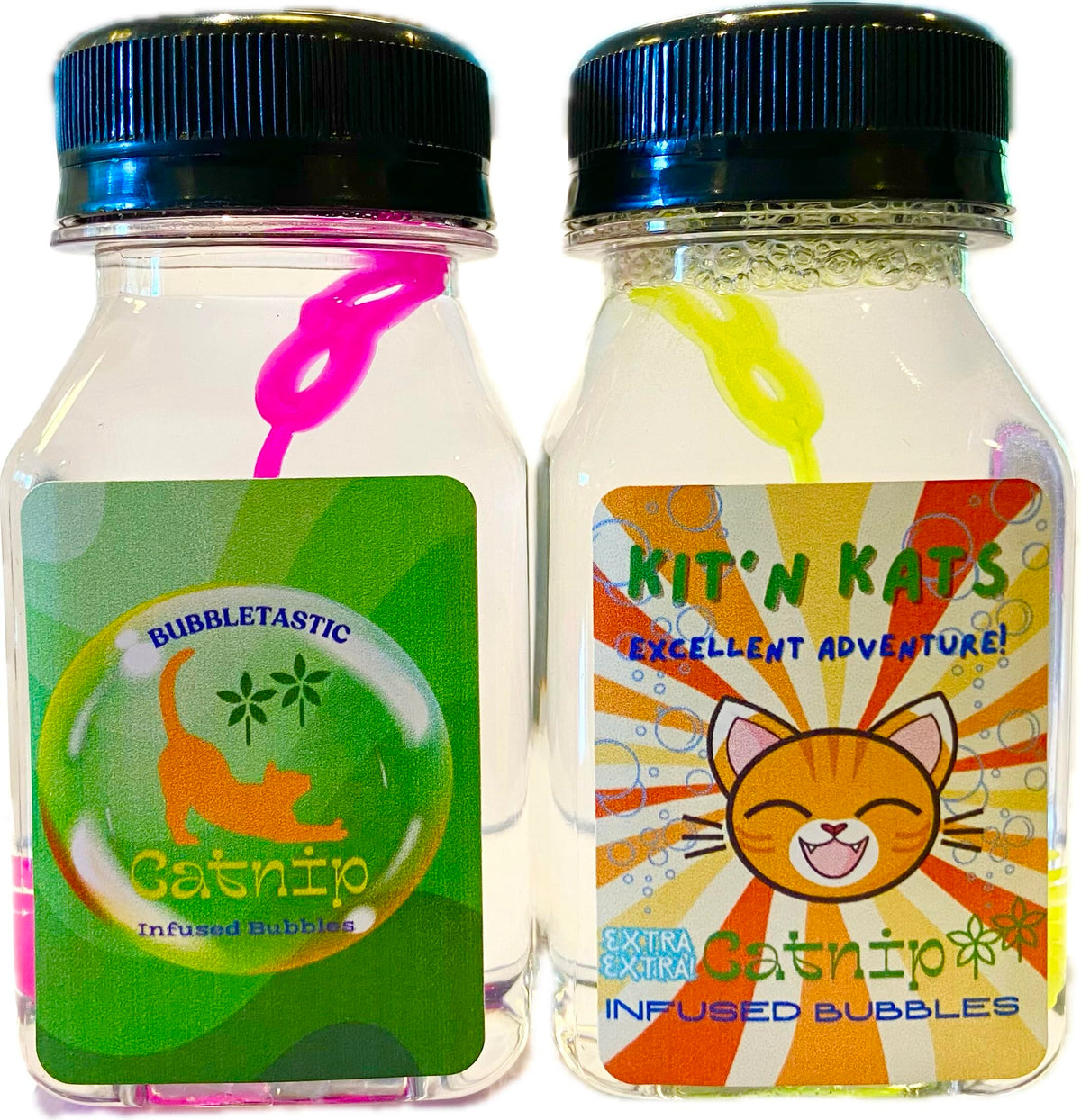 Catnip Bubbles For Cats Variety Pack - Two 4 Oz Bottles One Original Catnip And One Extra Extra Catnip. Scented With Pure Catnip
