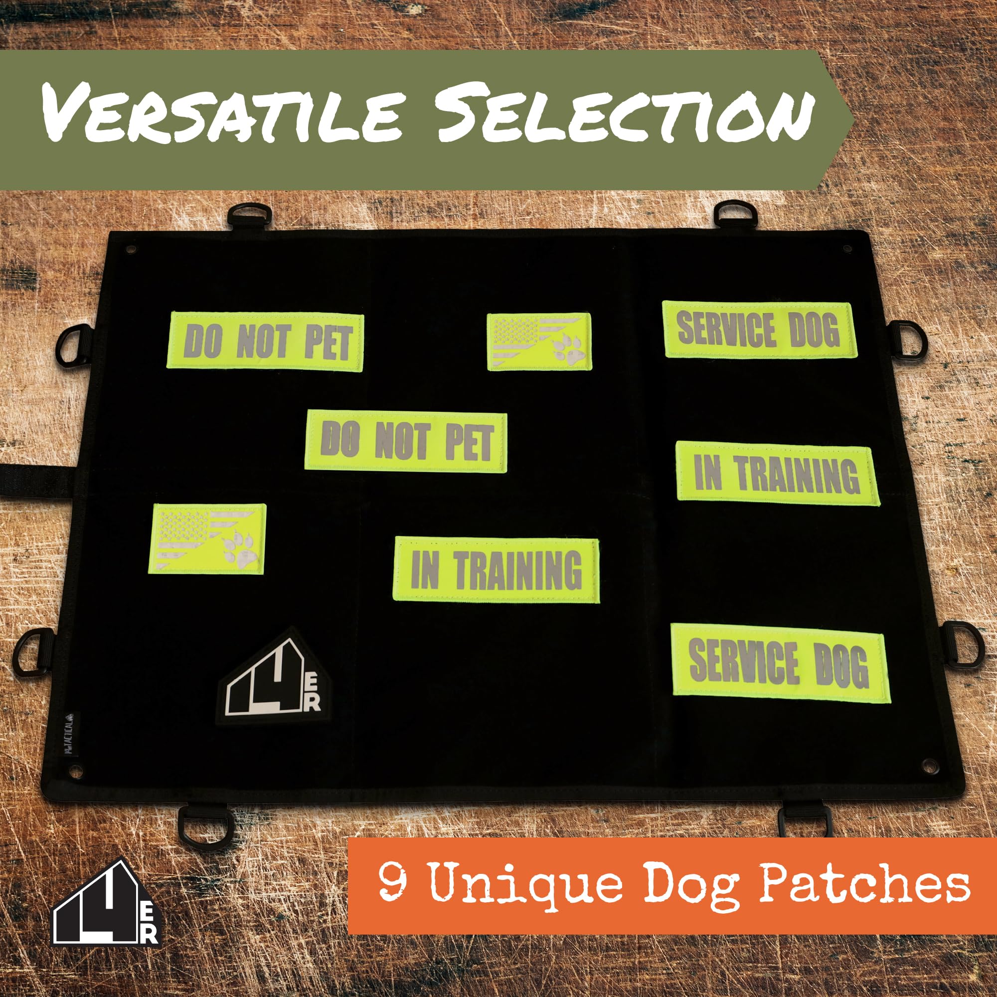 14Er Tactical Reflective Service Dog Patches | Do Not Pet Patch, Service Dog In Training Patches, Dog Collar Patch | Service Dog Vest Patches, Dog Patches For Harness | Service Dog Patch Set (9-Pack)