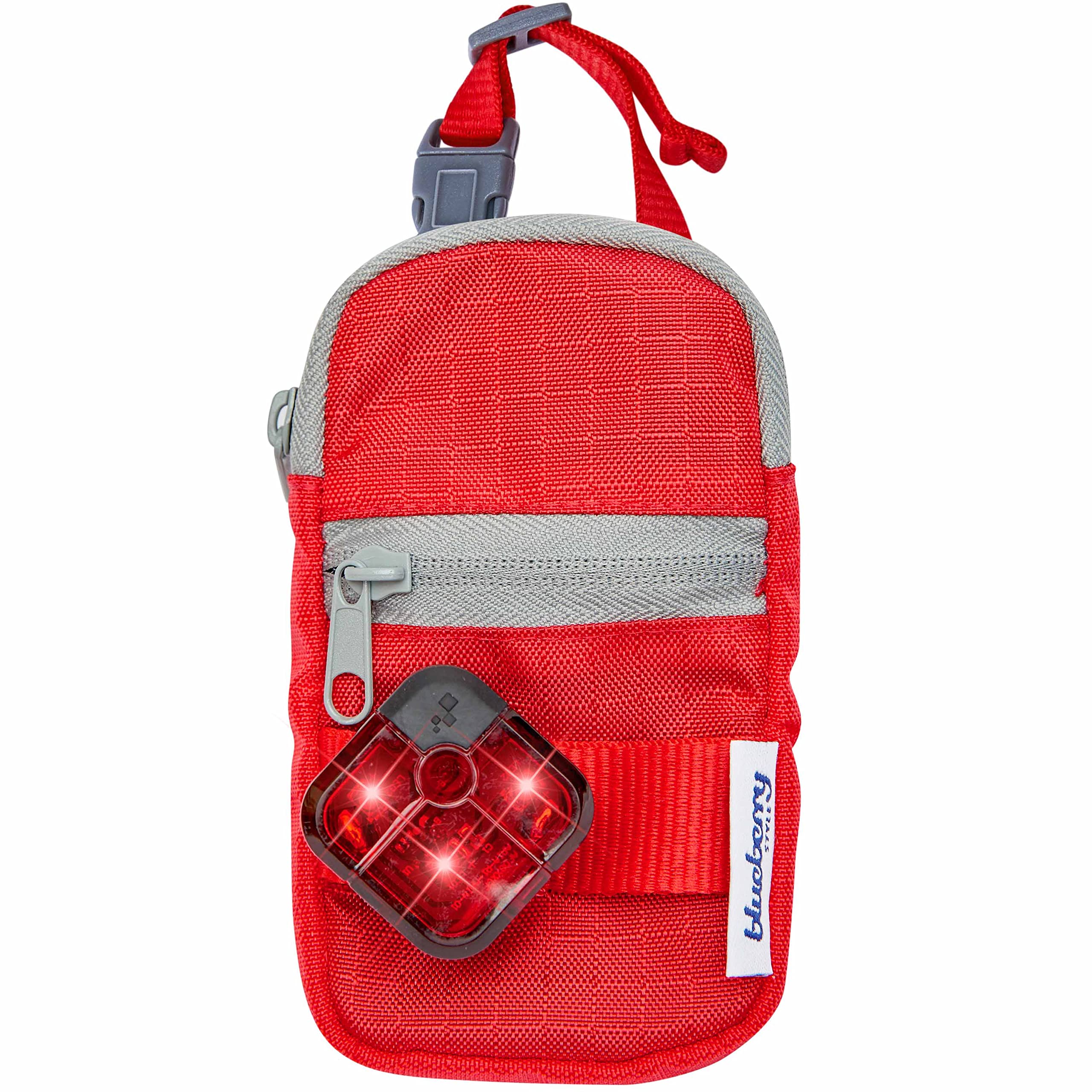 Blueberry Style Red Dog Waste Bag Dispenser, Dog Poop Bag Holder Leash Attachment, Includes 1 Roll of Free Poop Bags