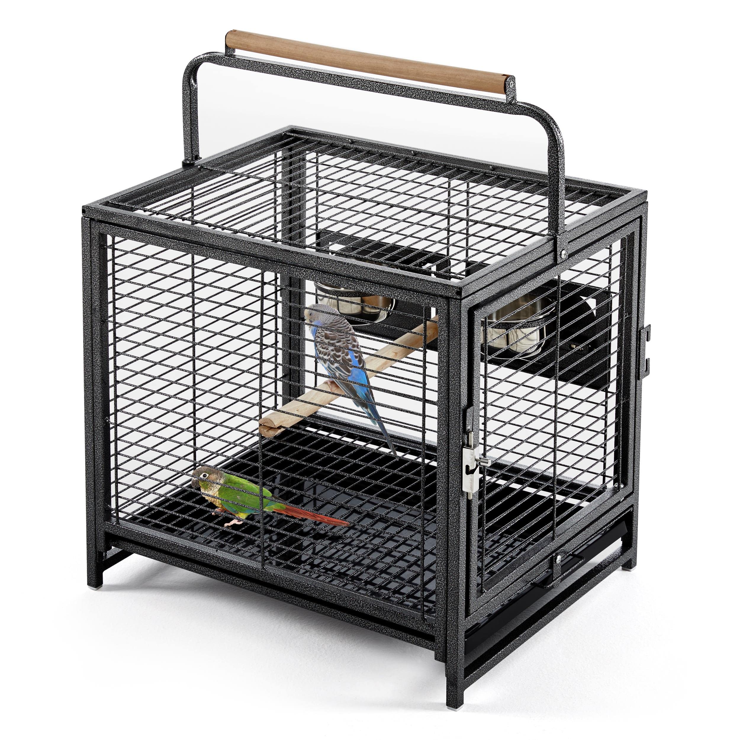 Topeakmart Travel Bird Cage Carrier For Small To Medium Sized Birds Lovebirds Parrotlet Conue Cockatiels With Handle Perch & Sta