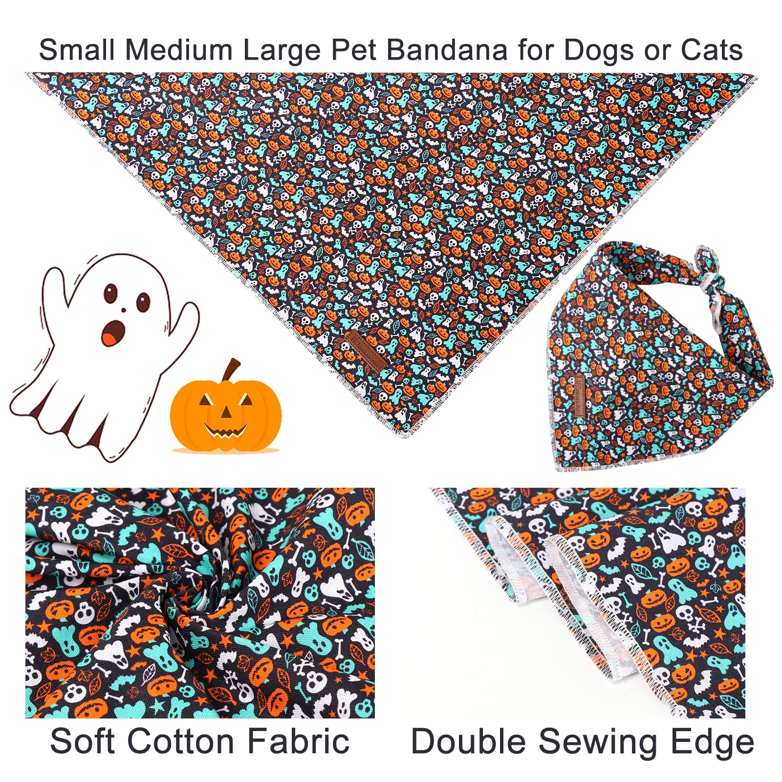 Up Urara Pup Halloween Pumpkin Dog Bandana, Thanksgiving Triangle Bid Scarf With Skull Pumpkin Pattern, Cotton Pet Kerchief For Girl Boy Dogs,Puppy Bandana For Small Medium Dog Thanksgiving Gifts