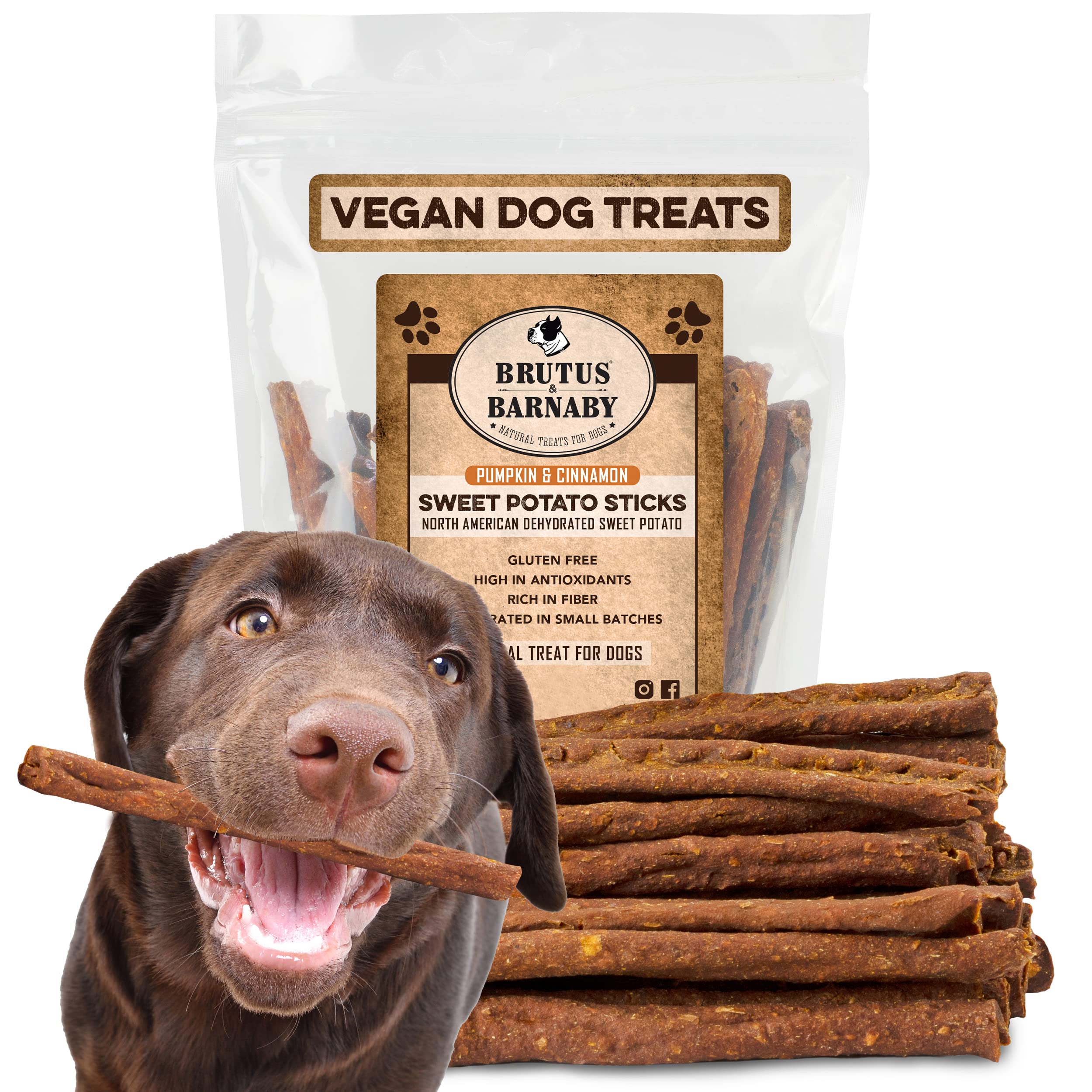 USA Sweet Potato Dog Treats - Grain Free, Cinnamon Pumpkin Crunchy Sticks are Great Tasting, Promote Positive Dog Gut Health wit