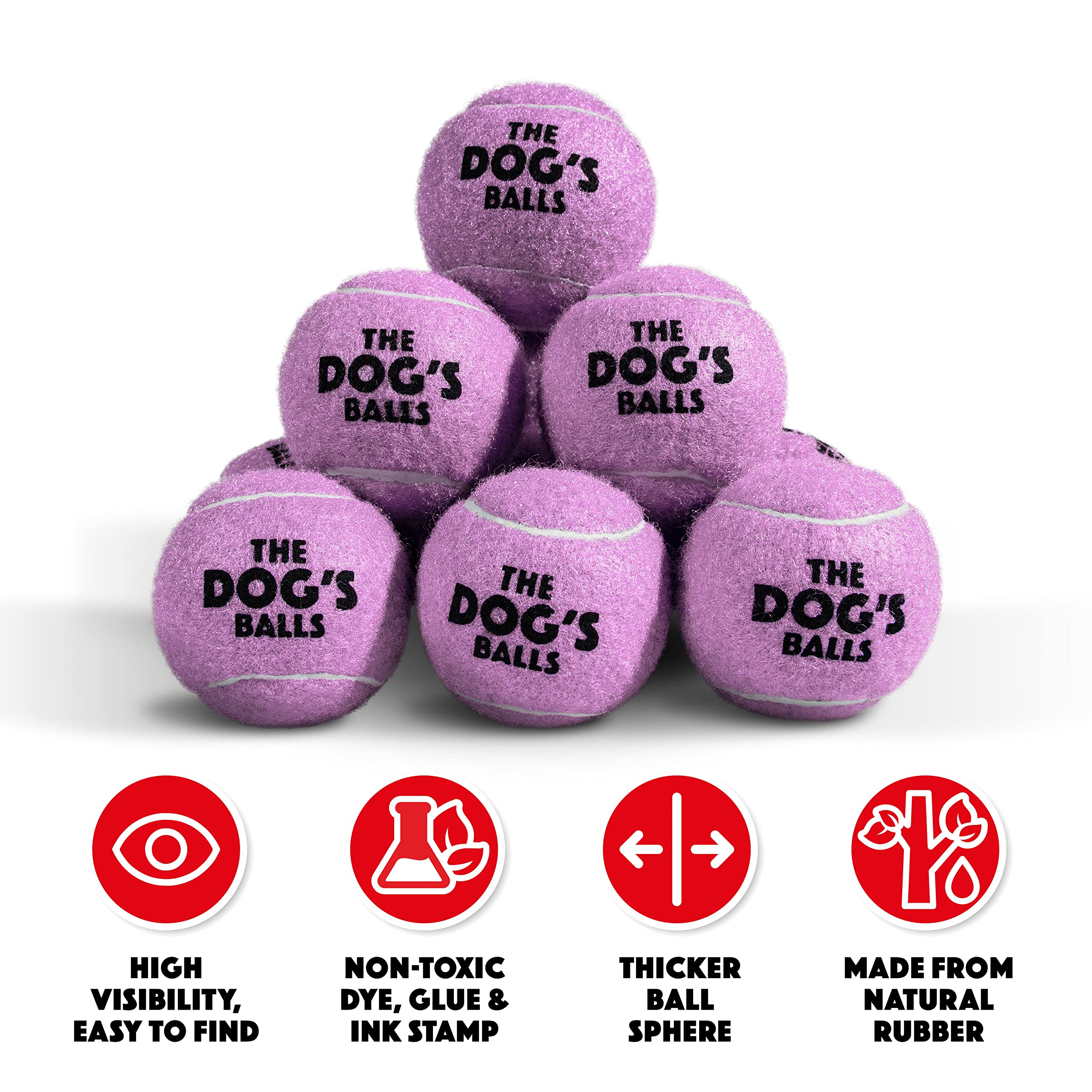 The Dog'S Balls, Dog Tennis Balls, 12-Pack Lilac Dog Toy, Strong Dog & Puppy Ball For Training, Play, Exercise & Fetch