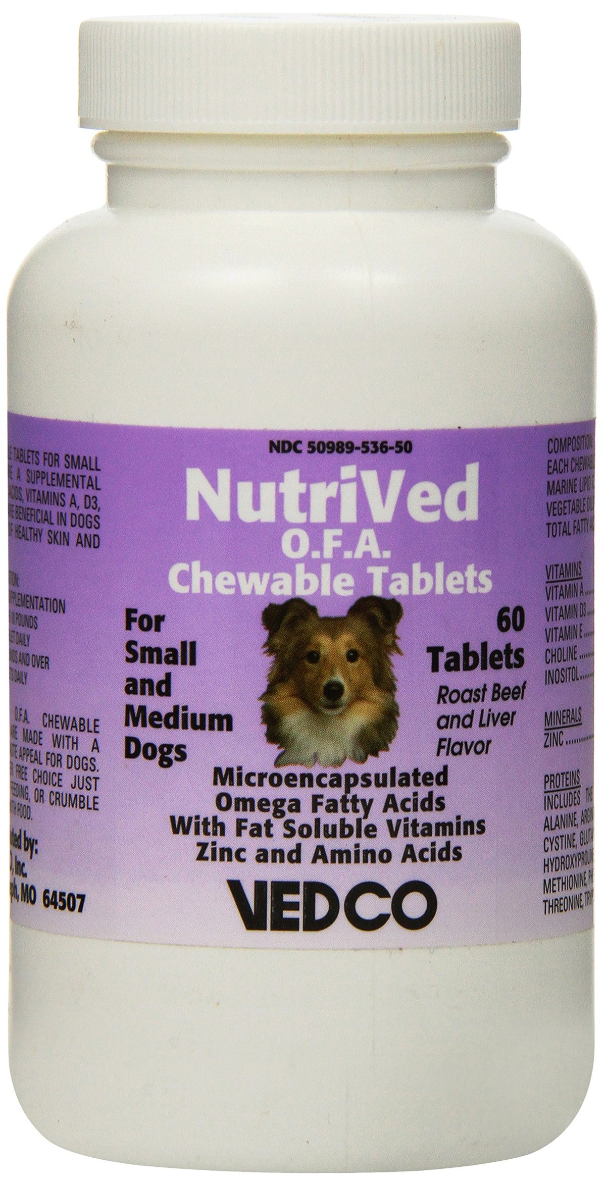 Vedco 60 Count Nutrived O.F.A. Chewable Tablets For Small And Medium Dogs