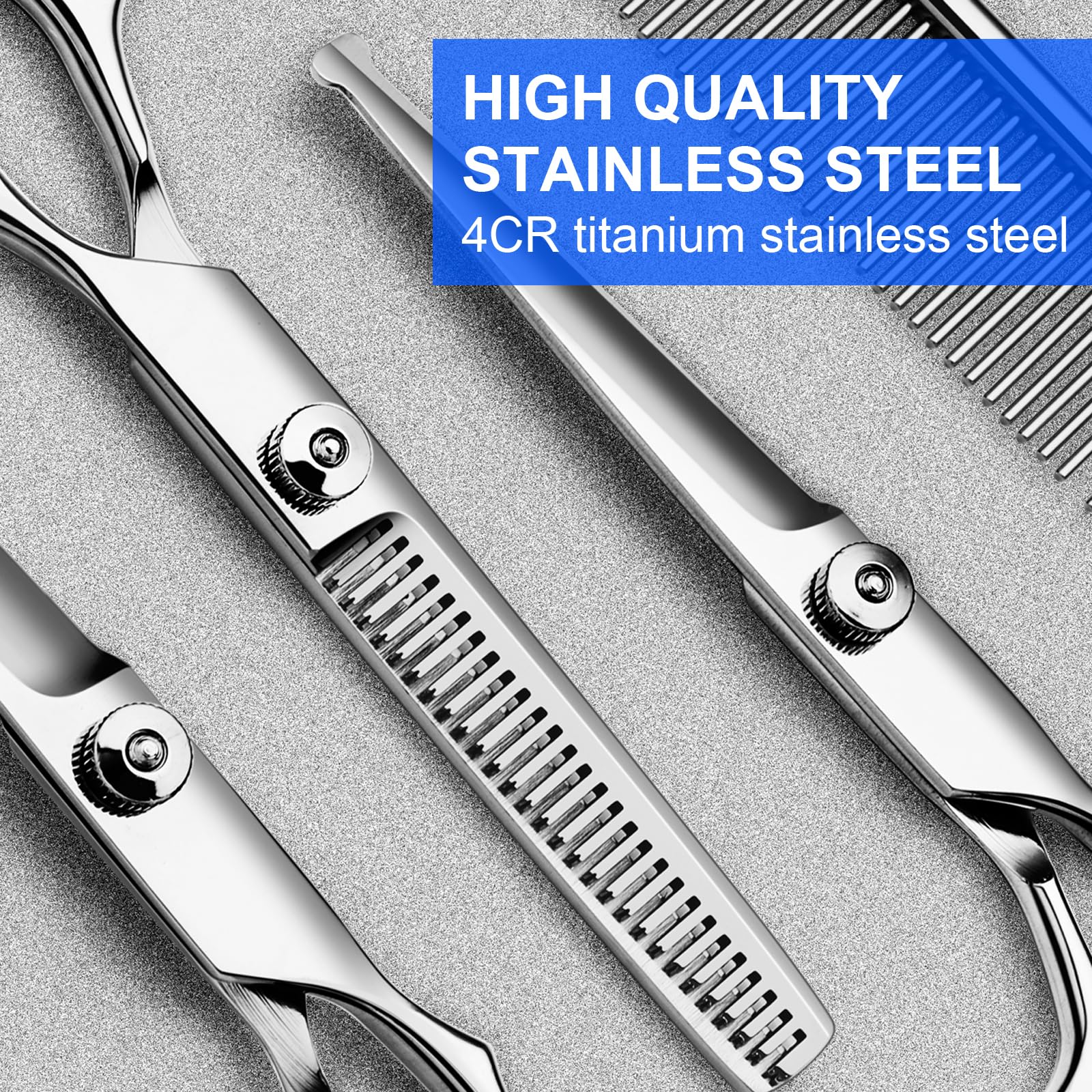 Tinmarda Professional Dog Grooming Scissors Kit, Titanium Coated Dog Scissors For Grooming, 5 In1 Grooming Shears Kit For Dogs C