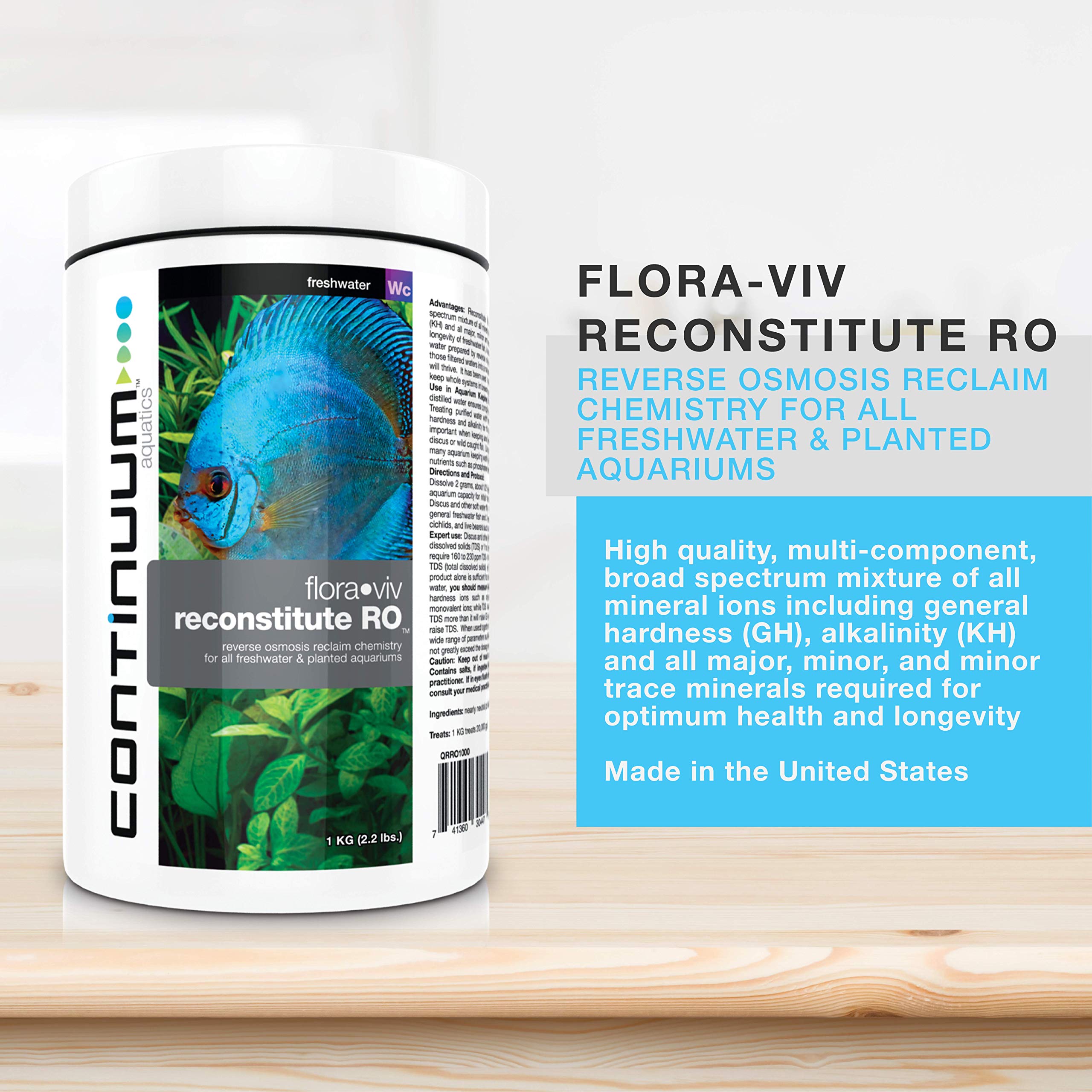Continuum Aquatics Flora Viv Reconstitute RO - 1000g Reverse Osmosis Mineral Ion Supplement for Freshwater & Planted Aquariums