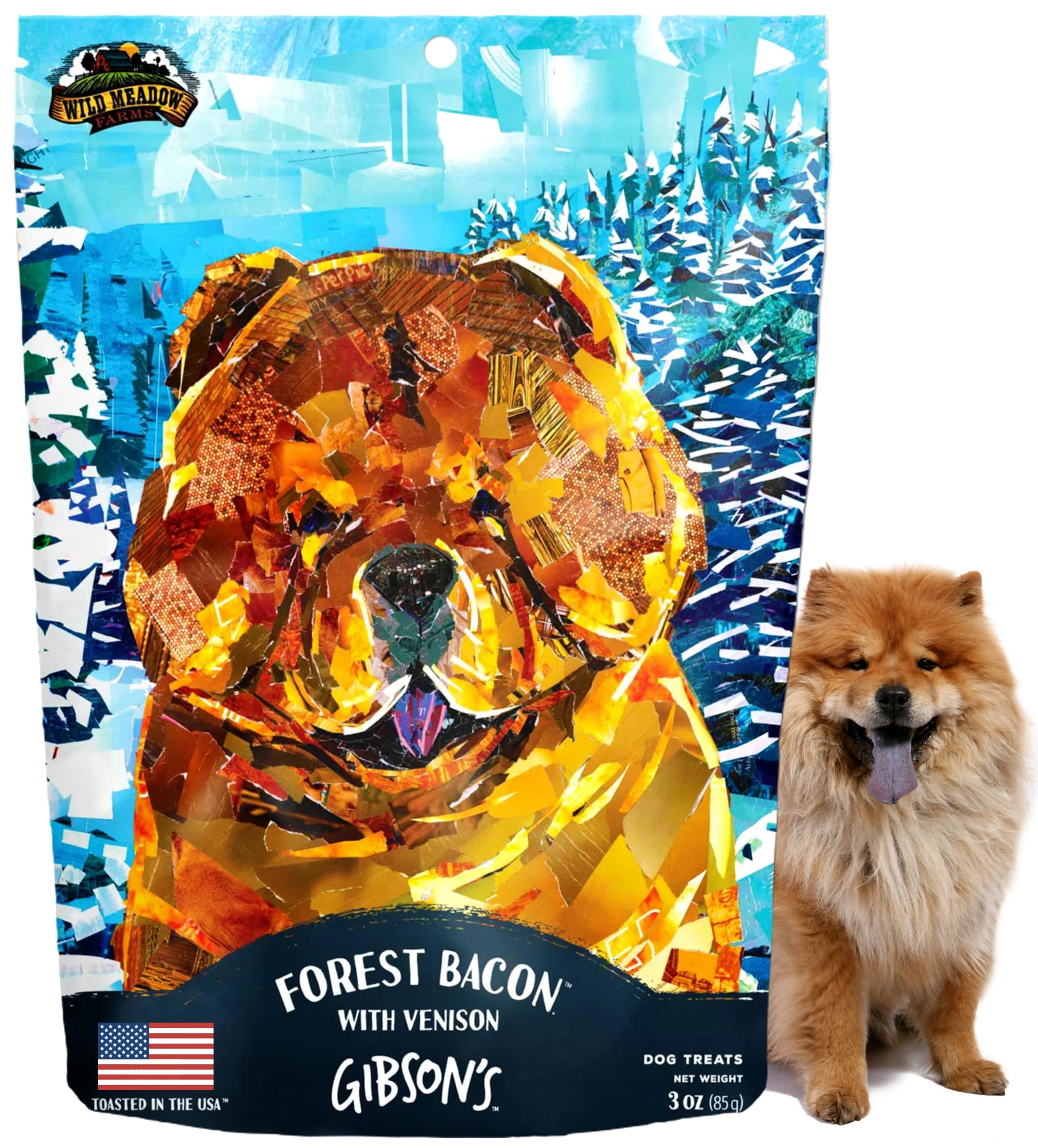 Wild Meadow Farms - Gibsons Forest Bacon with Venison, Soft Jerky Dog Treats, Crafted with Real Meat, Aromatic, and Grain-Free 
