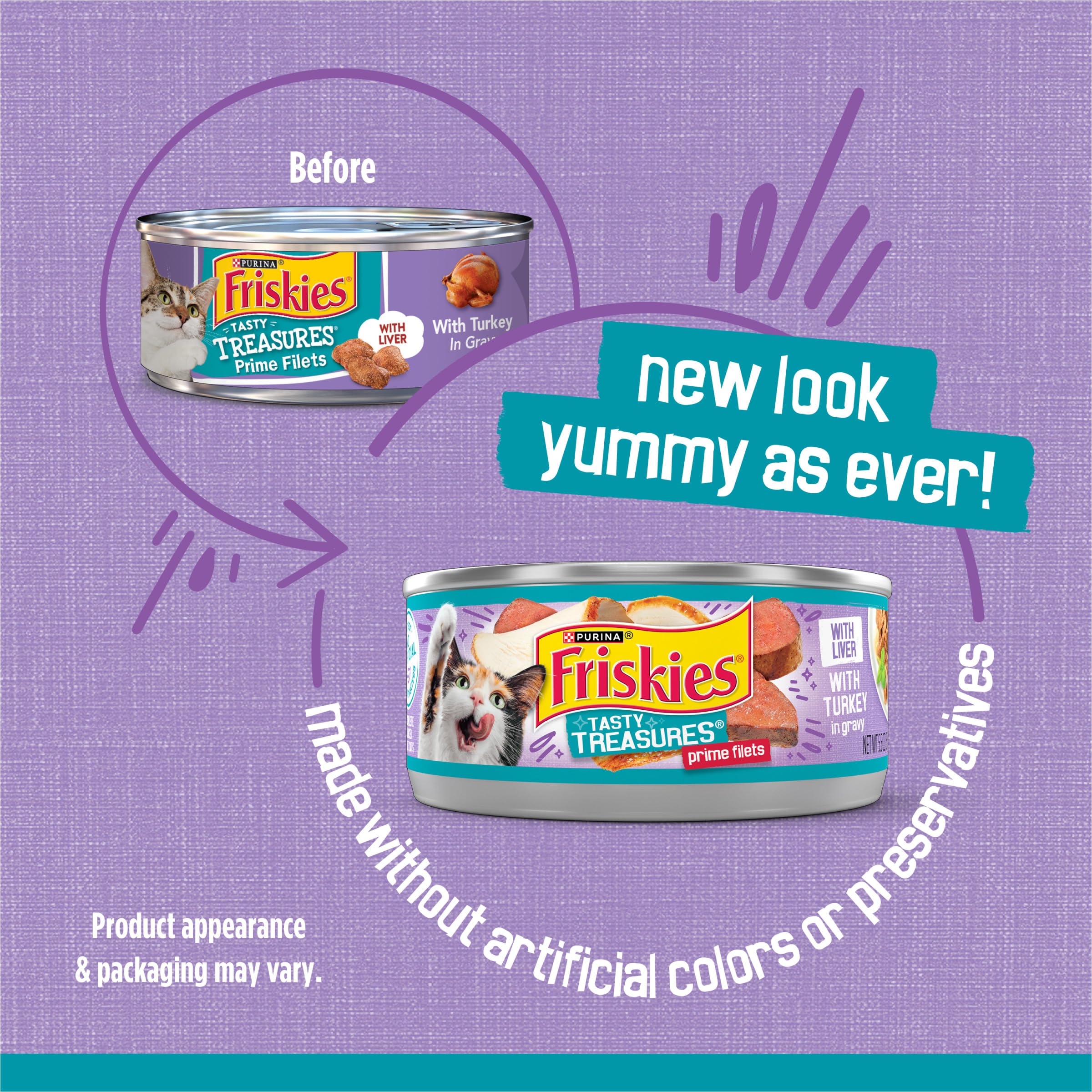 Purina Friskies Wet Cat Food Tasty Treasures With Turkey and Liver in Gravy - (Pack of 24) 5.5 oz. Cans
