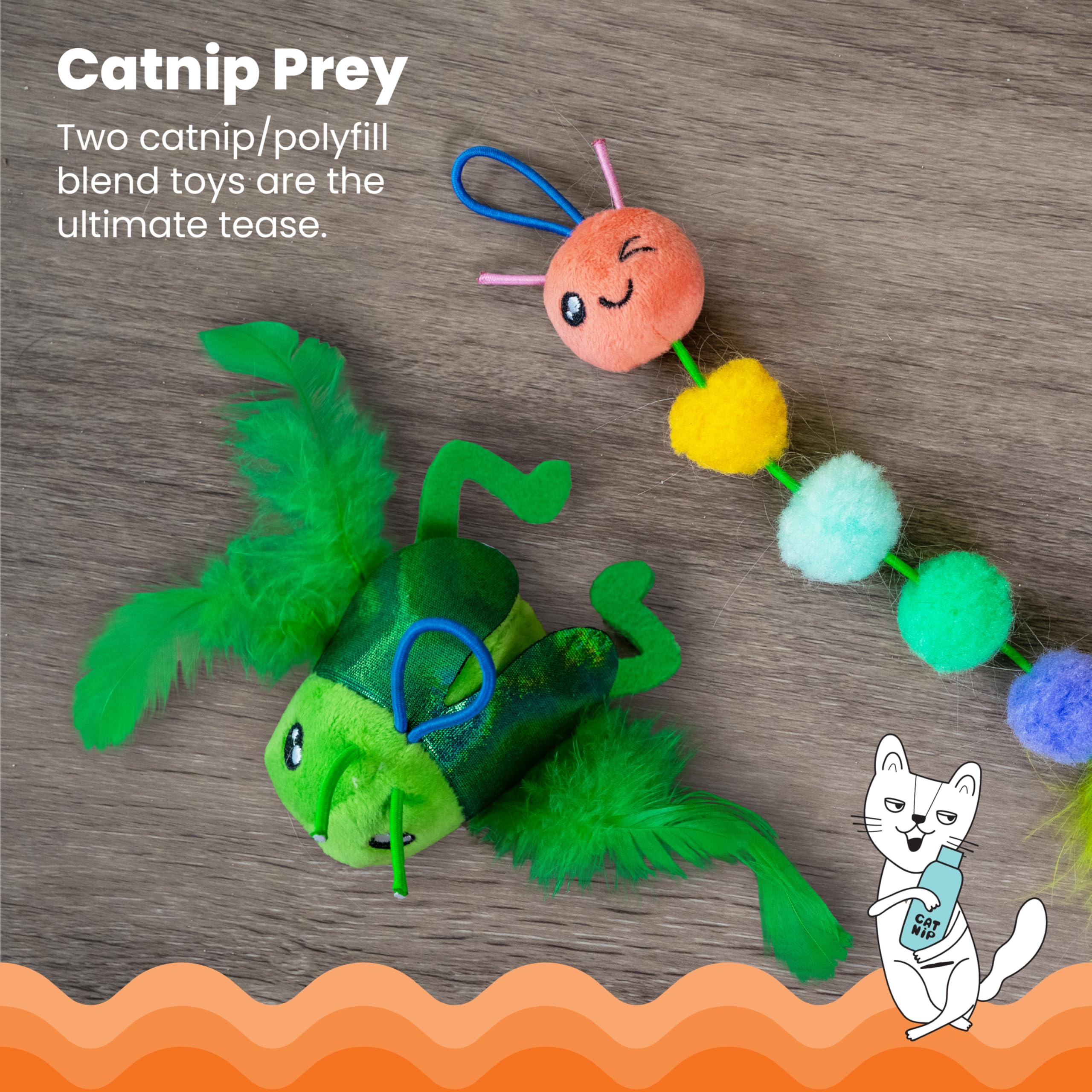Catstages Tail Teaser Ground Prey Play Wand With Catnip Toy Attachments Interactive Cat Wand
