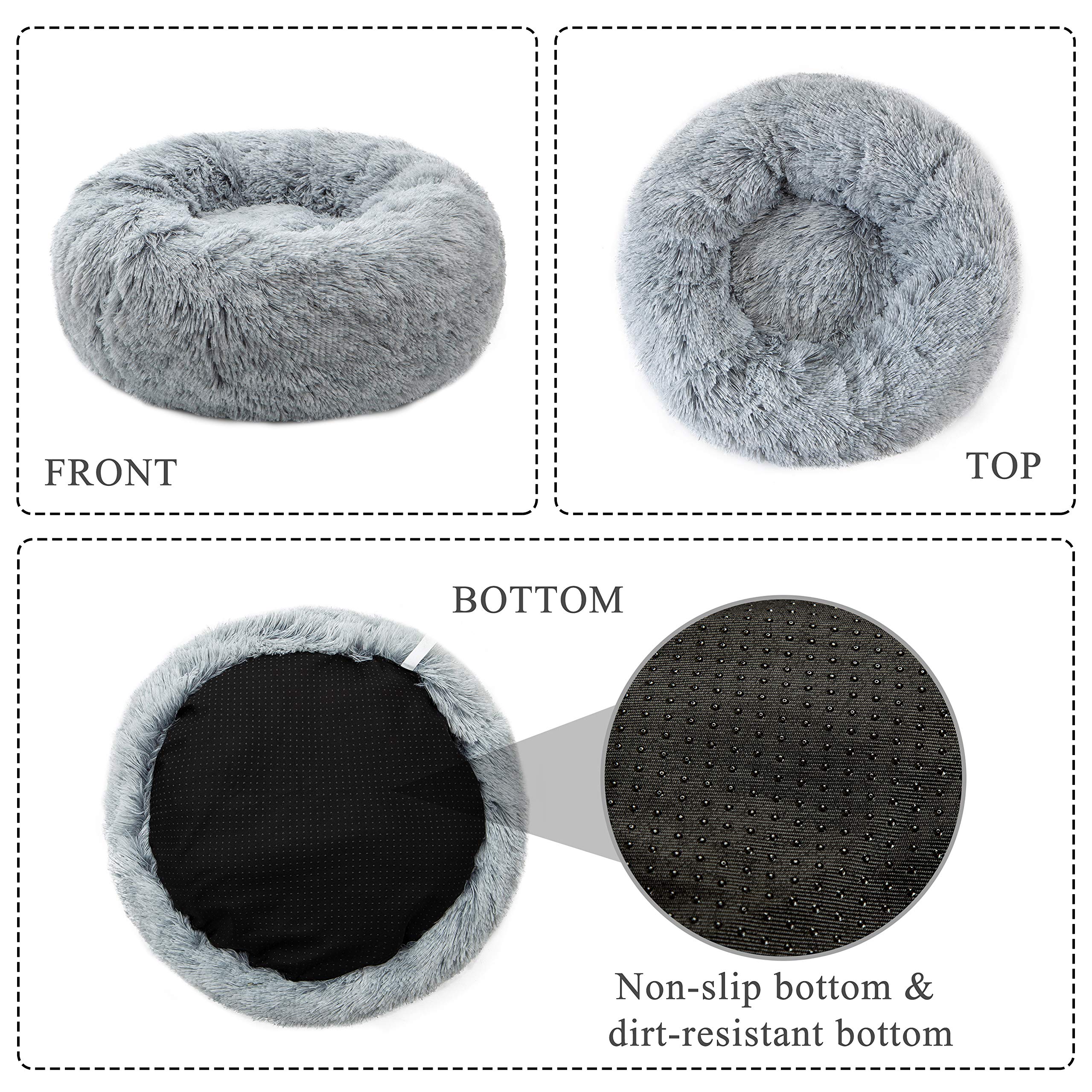 Tormays Calming Donut Dog Bed Xl, Plush Soft Round Cuddler Dog & Cat Bed, Anit-Anxiety Warm Cozy Fluffy Faux Fur Cushion Bed (32