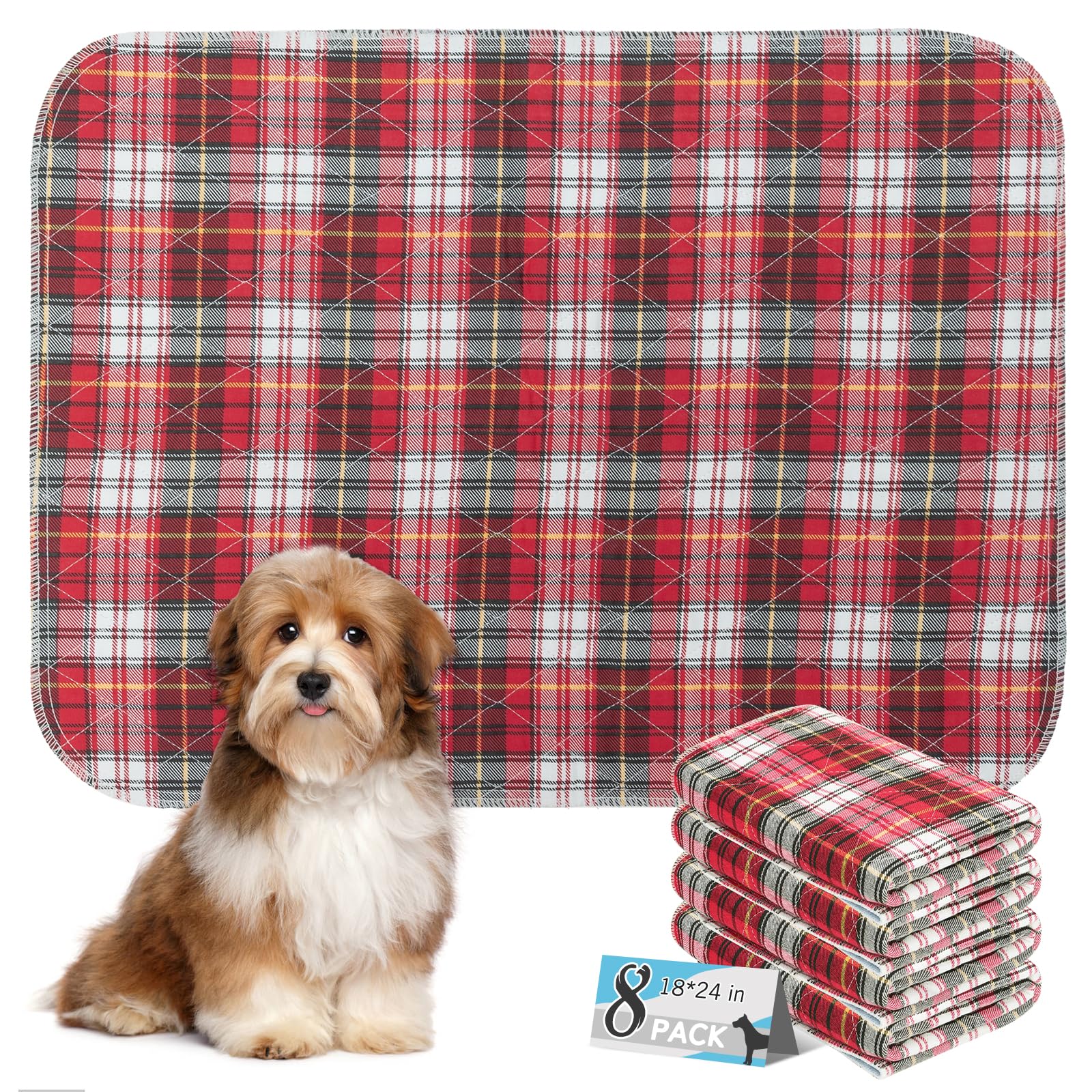 Esgpet Washable Pee Pads For Dogs - 18   X24    8Pcs, Whelping Pad For Puppy Training, Playpen Crate Bed Floor Protector, Reusab