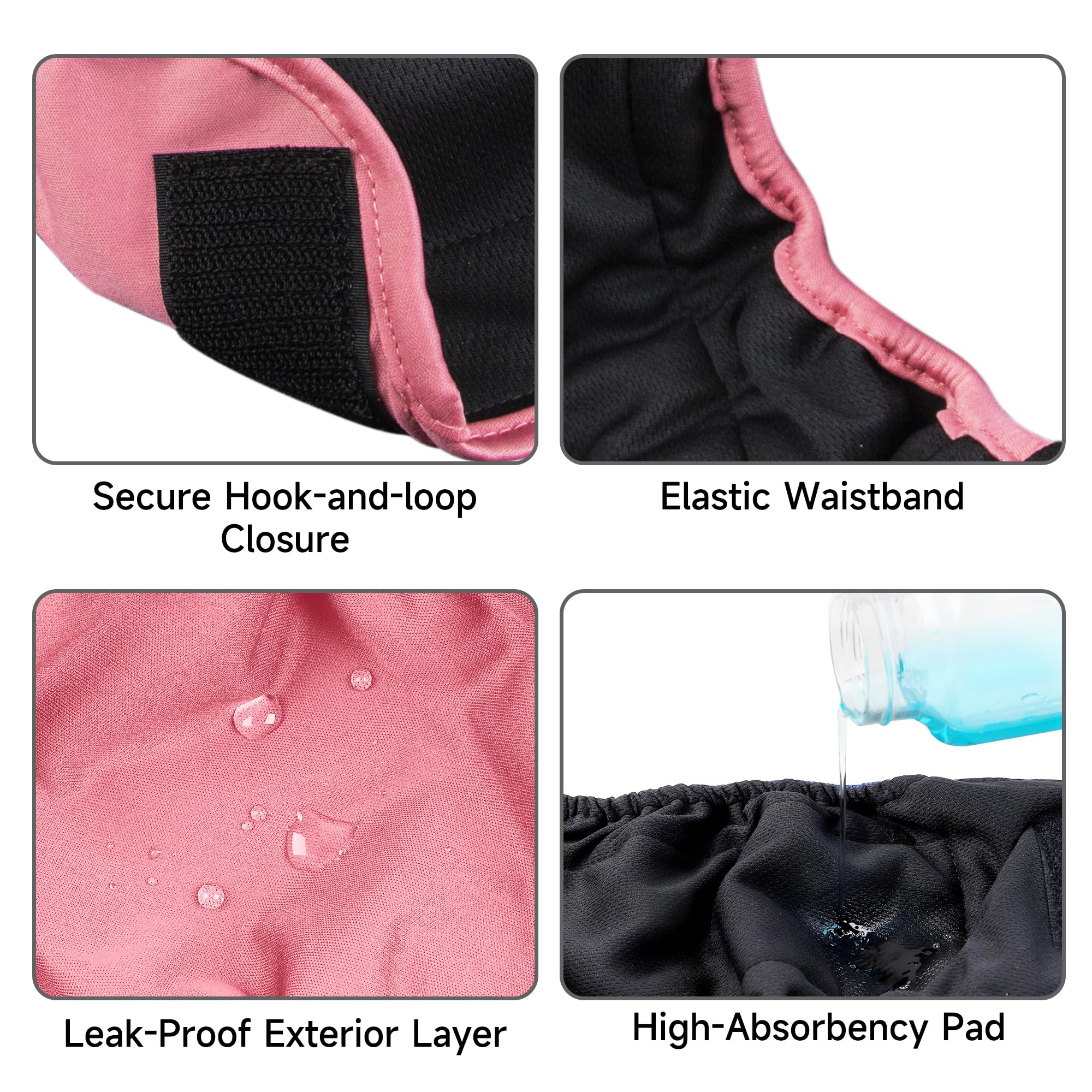 Paw Legend Washable Reusable Female Dog Diapers - No Leak Doggie Diapers For Heat Cycle (3 Pack,Large)