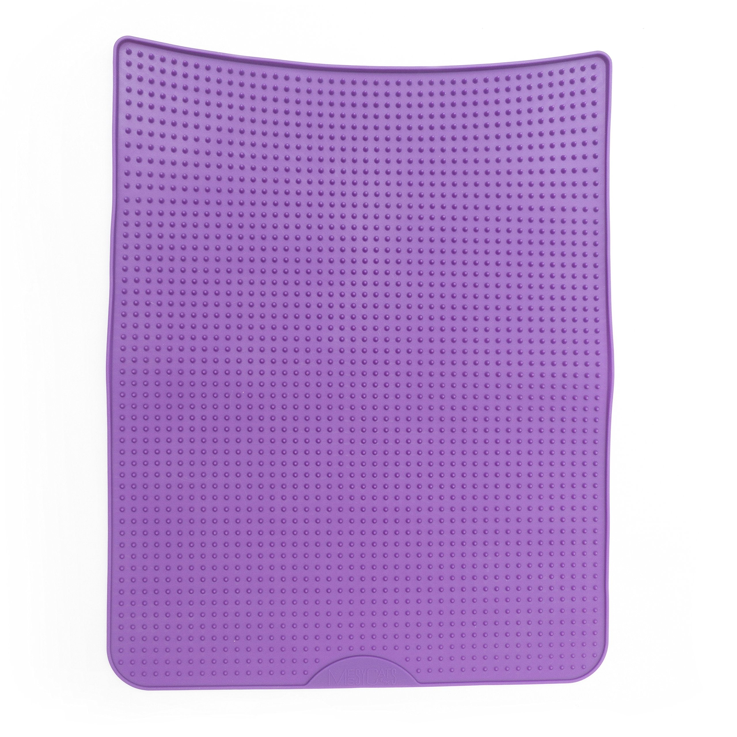 Messy Cats Silicone Litter Mat with Soft Graduated Spikes, 18 x 14, Purple
