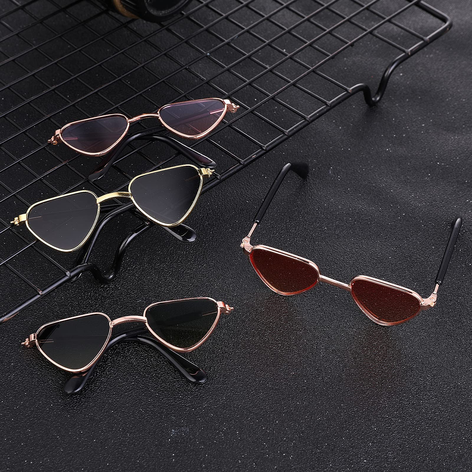 Molain Cat Sunglasses- Pet Puppy Uv Protection Sunglasses Dolls Sun Glasses  Small Dog Cosplay Photo Props Cute Sunglasses (4Pcs-Heart Sunglasses) -Like New