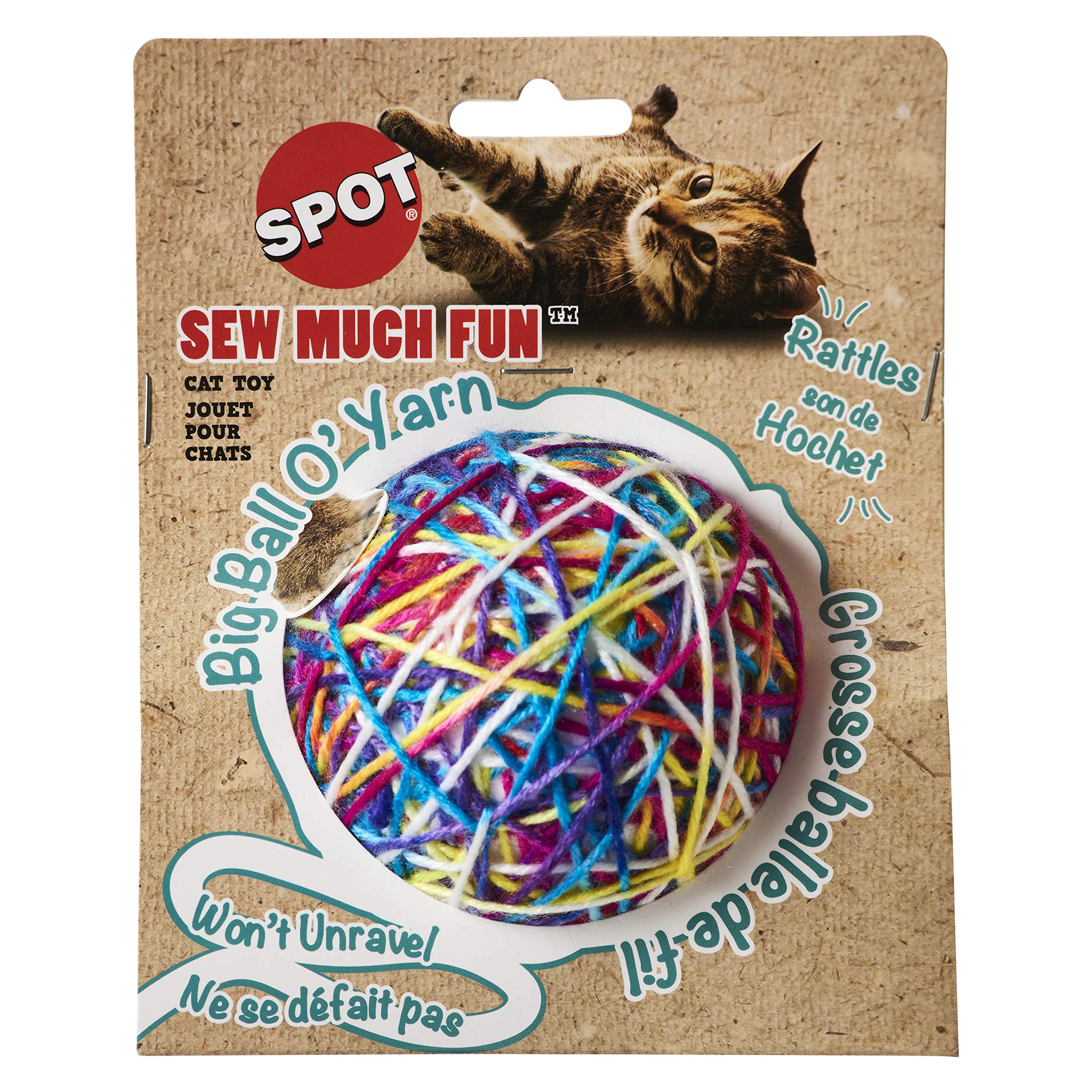 Spot Sew Much Fun- Cat Toy Yarn Ball, Foam Ball Wrapped In Colorful String, Won'T Unravel, Fun Toy For Cats And Kittens Of All Ages, Rattle Inside- 3.5In Yarn Balls