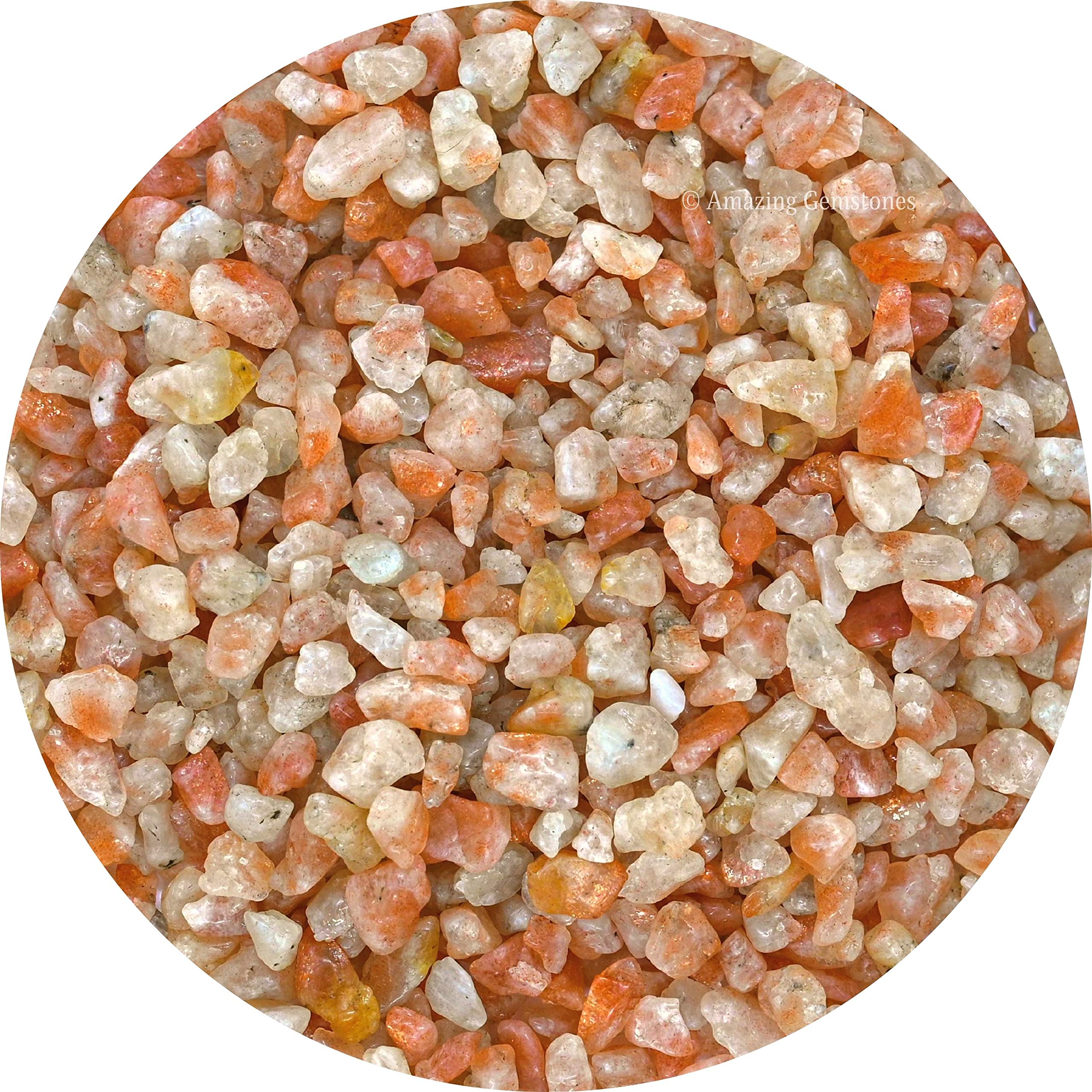 Sunstone Crystal Chips Aquarium Gravel - Sunstone Chips Bulk Fish Tank Gravel, Small Tumbled Stones and Tiny Crystals for Decora