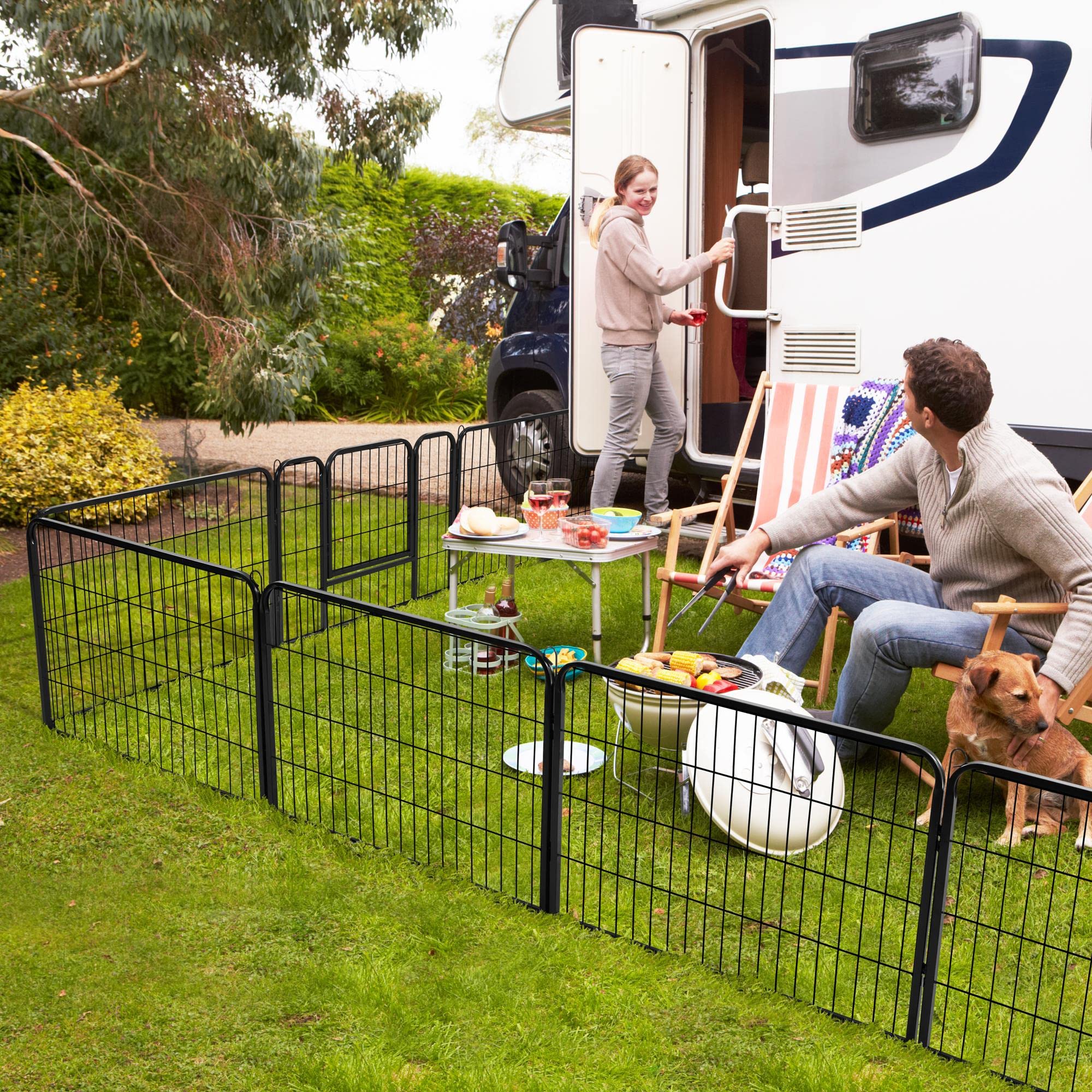 Yaheetech Heavy Duty Extra Wide Dog Playpen, 8 Panels Outdoor Pet Fence For Large/Medium/Small Animals Foldable Puppy Exercise Pen For Garden/Yard/Rv/Camping 24 Inch Height X 32 Inch Width
