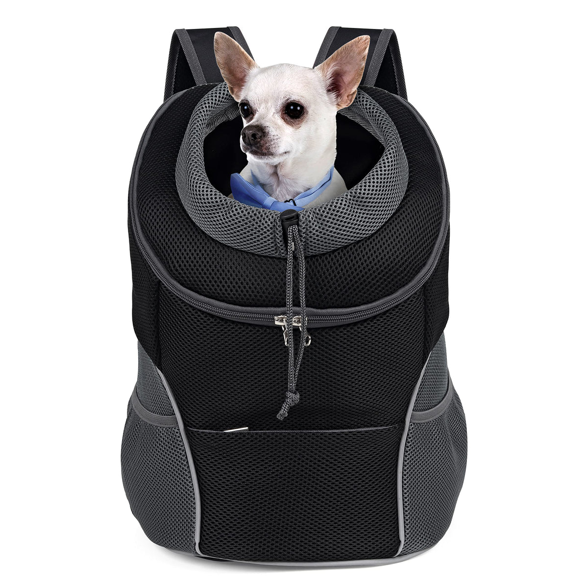 Woyyho Pet Dog Carrier Backpack Puppy Dog Travel Carrier Front Pack Breathable Head-Out Backpack Carrier For Small Dogs Cats Rabbits (L (Up To 14 Lbs), Black)