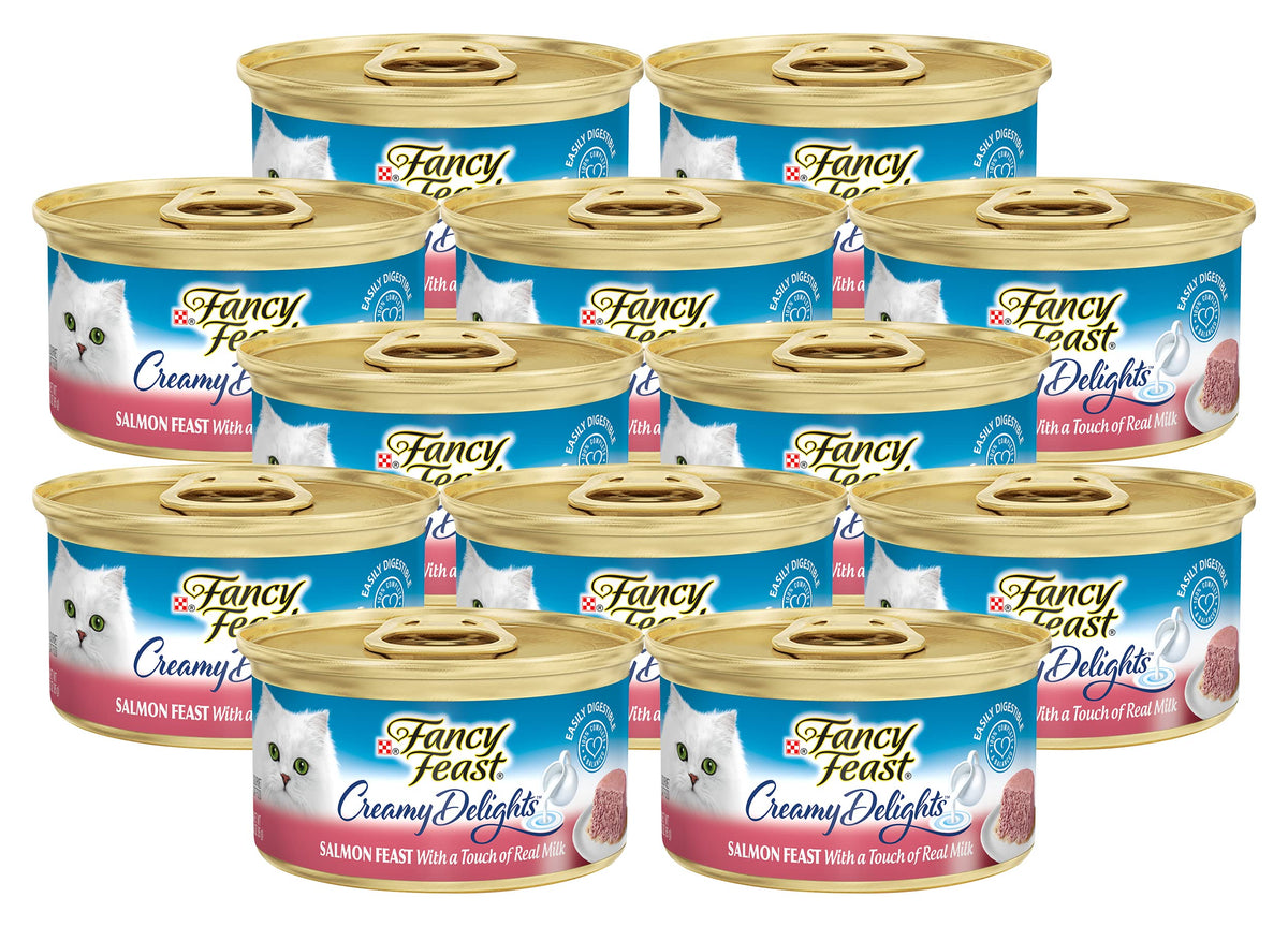 Fancy Feast Purina Creamy Delights Wet Cat Food Variety Pack (3 Ounce (Pack Of 12), Salmon)