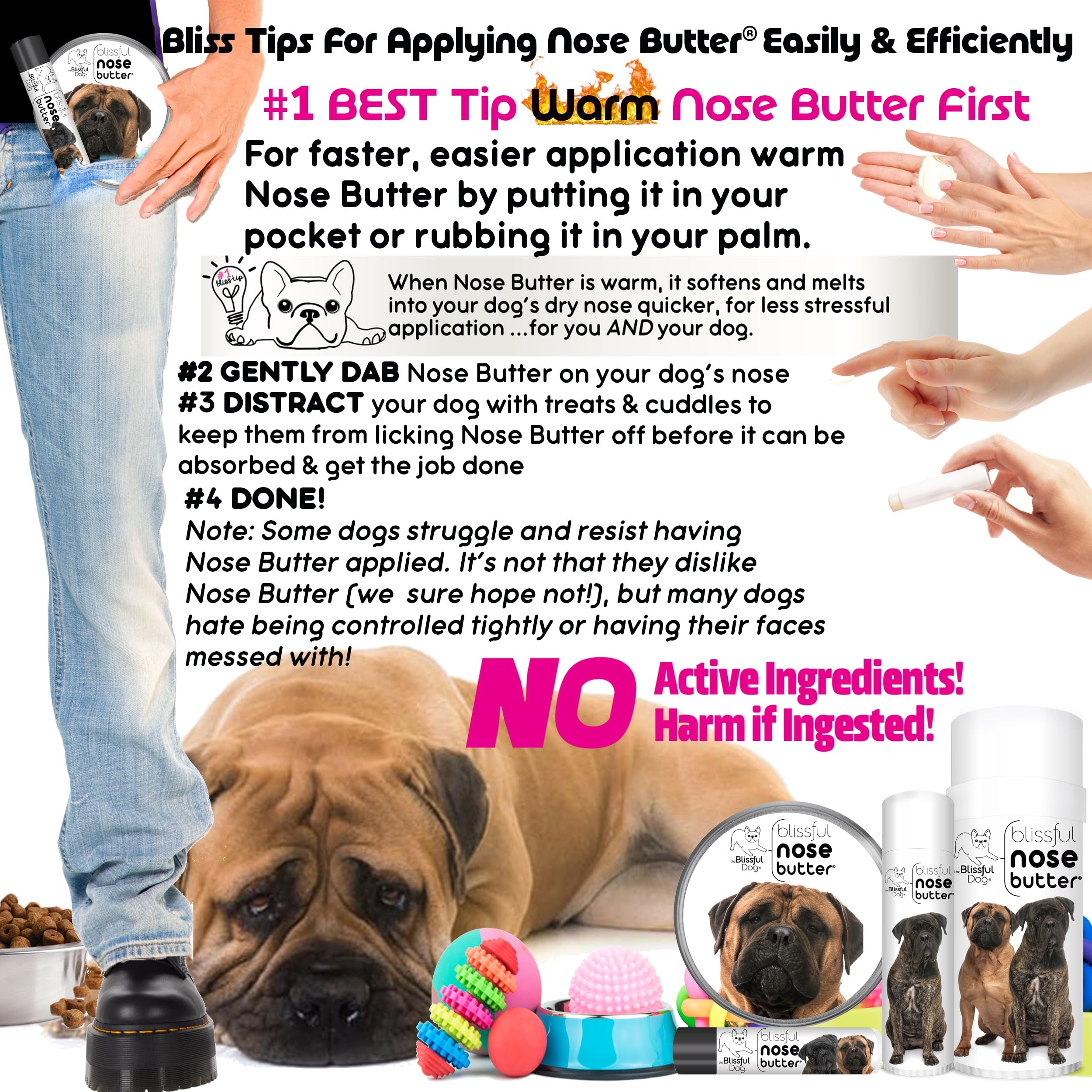 The Blissful Dog Bullmastiff Unscented Nose Butter, 0.50-Ounce