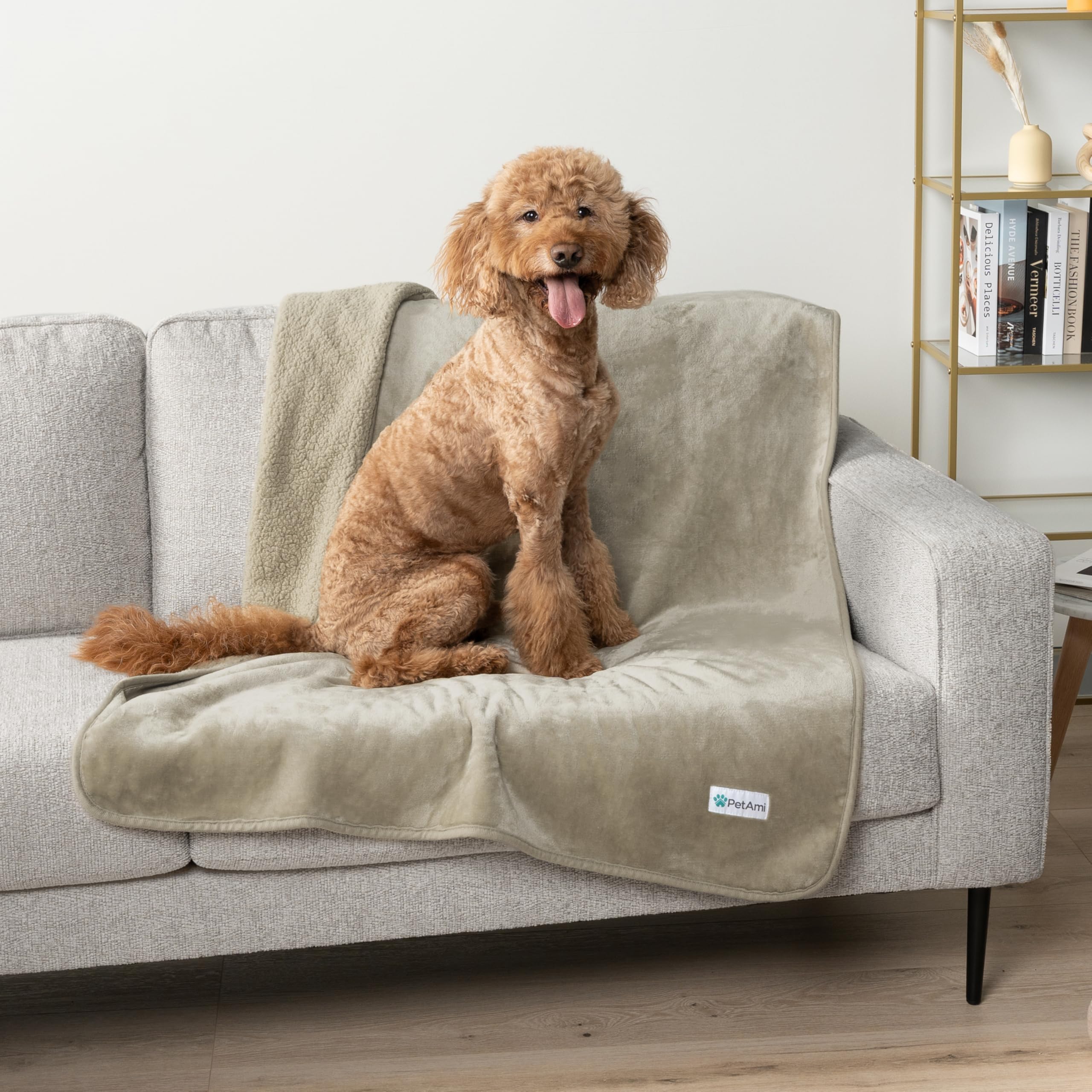 PetAmi Waterproof Dog Blanket for Medium Large Dogs, Pee Proof Pet Blanket for Couch Bed, Reversible Water Proof Blanket for Pup