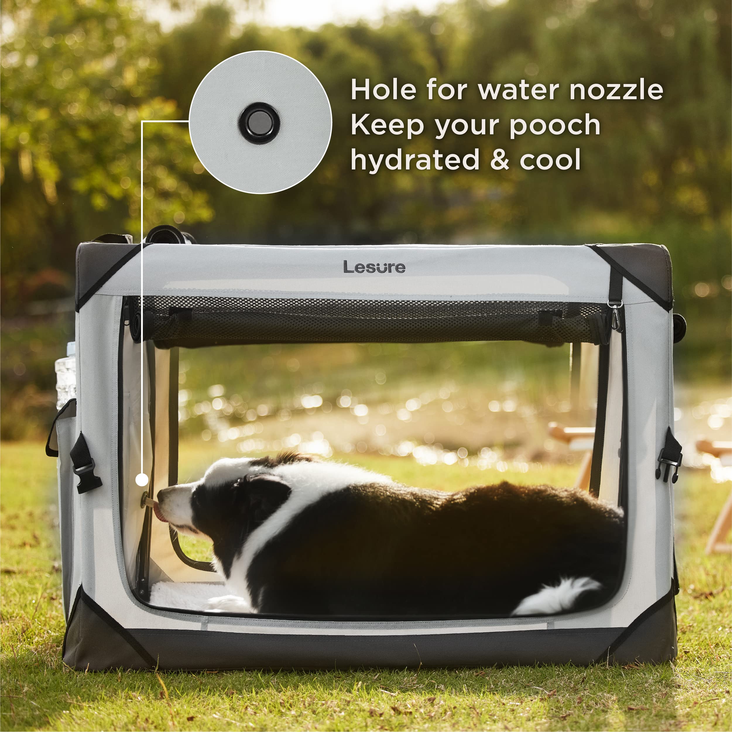 Lesure Collapsible Dog Crate - Portable Travel Kennel For Medium Dog, 4-Door Pet Crate With Durable Mesh Windows, Indoor & Outdo