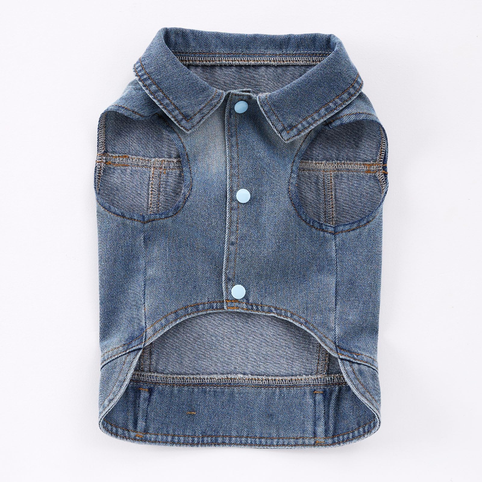 Cantuccistudio Stylish Denim Dog Jacket With Leash Ring, Compatible With Leash, Perfect For Small To Medium-Sized Dogs, Trendy Y
