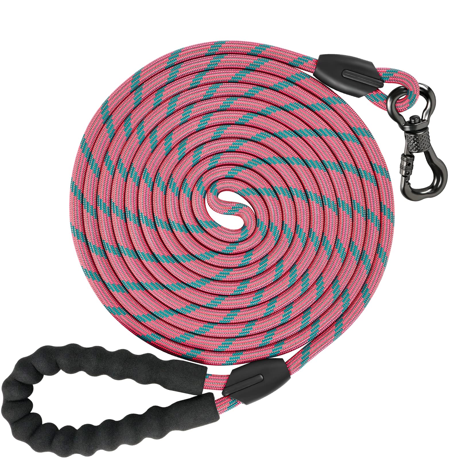 Ntr Long Leash, 15 Ftdog Check Cord With Swivel Lockable Hook And Comfortable Padded Handle For Dog Leash For Small Medium And Large Dogs Walking Training Hiking Camping Playing