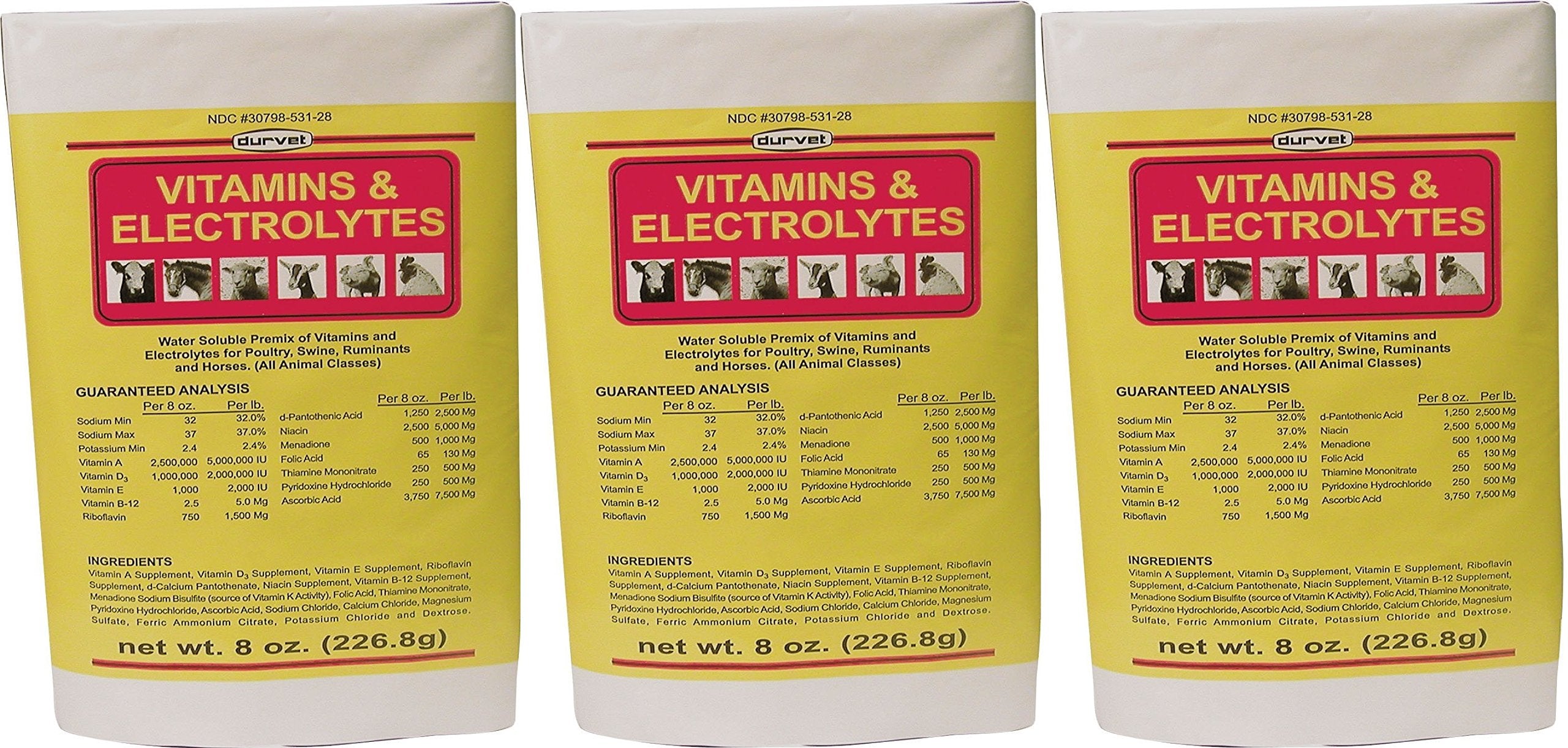 (3 Pack) Durvet 136028 Vitamins & Electrolytes, 8 Oz3