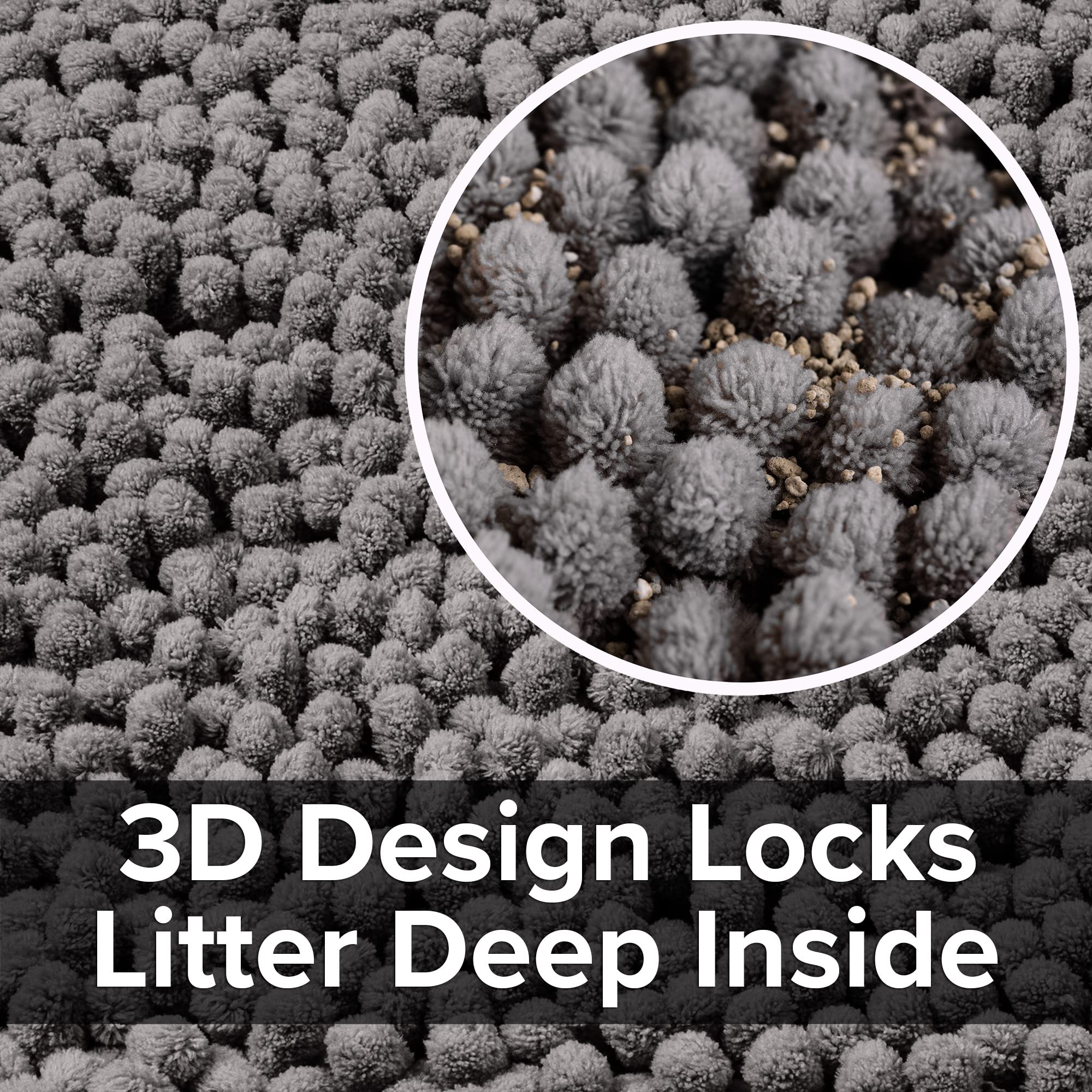 Catguru Cat Litter Mat, Medium, Extra Large, Xxl, Waterproof Litter Box Mat, Non Slip Kitty Litter Mat, Machine Washable Litter Trapping Mat, Soft Litter Tray, Cat Stuff (Dark, Xl/Heavy Duty)