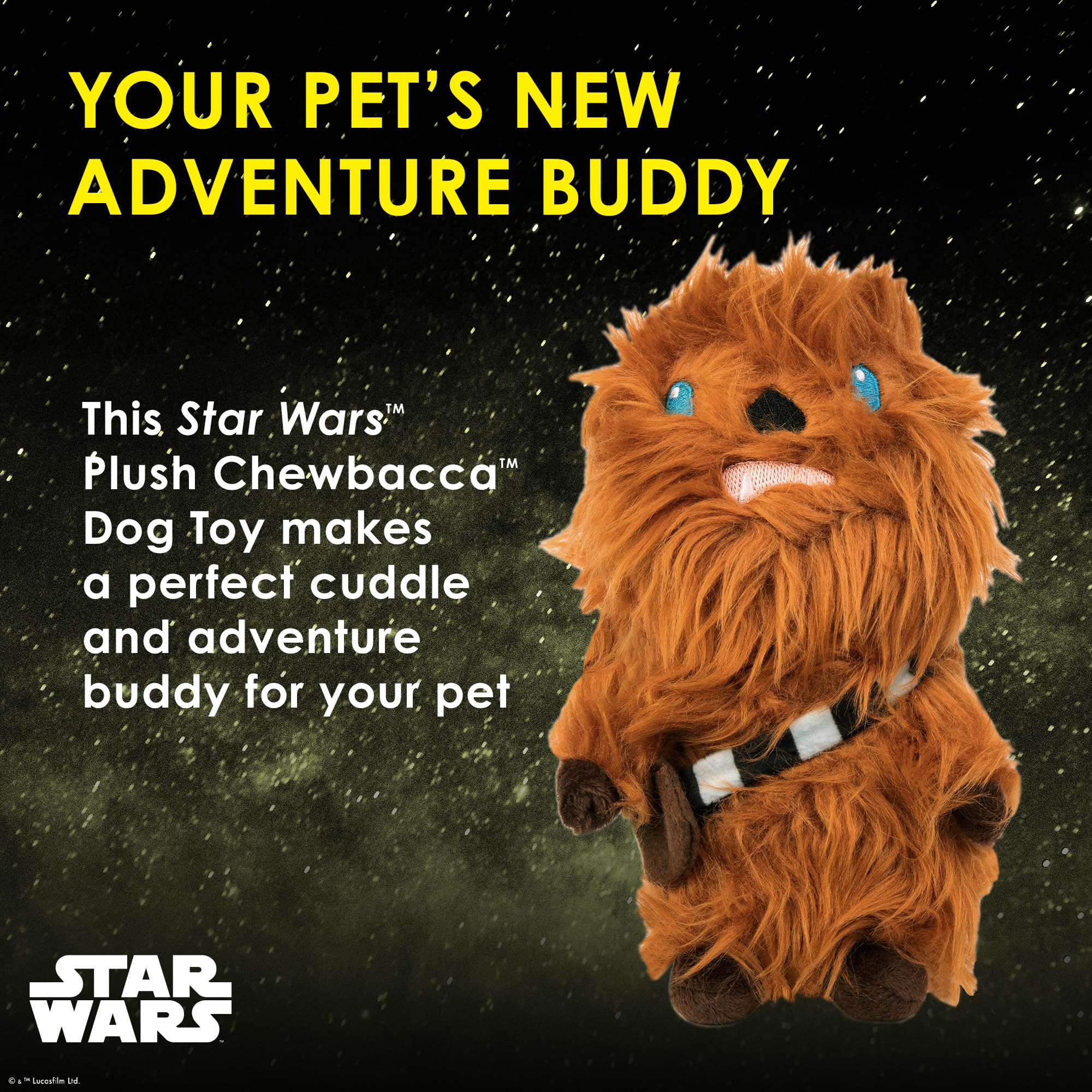 Star Wars for Pets Plush Chewbacca Figure Dog Toy | Soft Star Wars Squeaky Dog Toy | Large | Adorable Toys for All Dogs, Officia